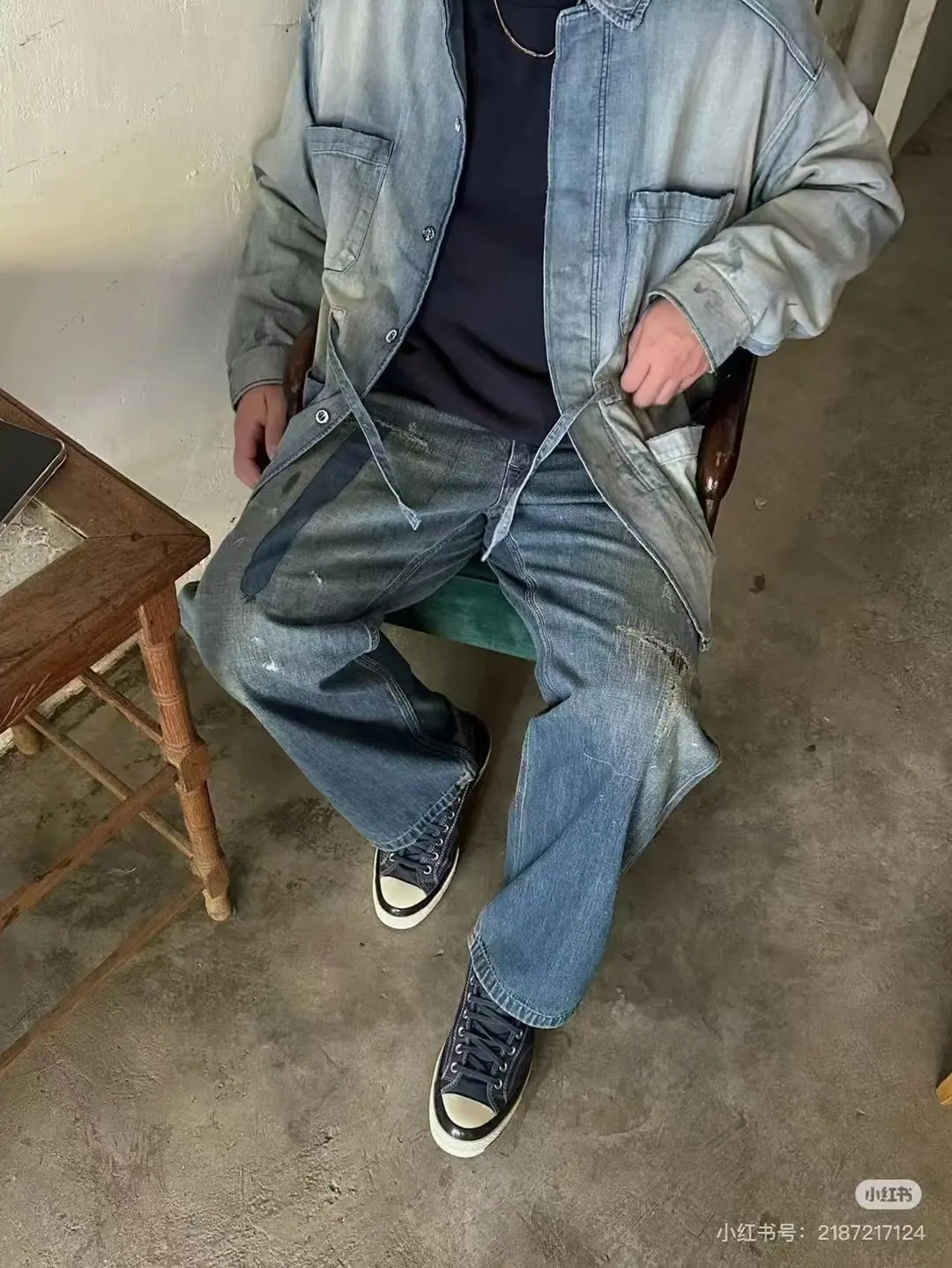 Mud-Dyed Distressed Denim Jacket D17021851 — view 8