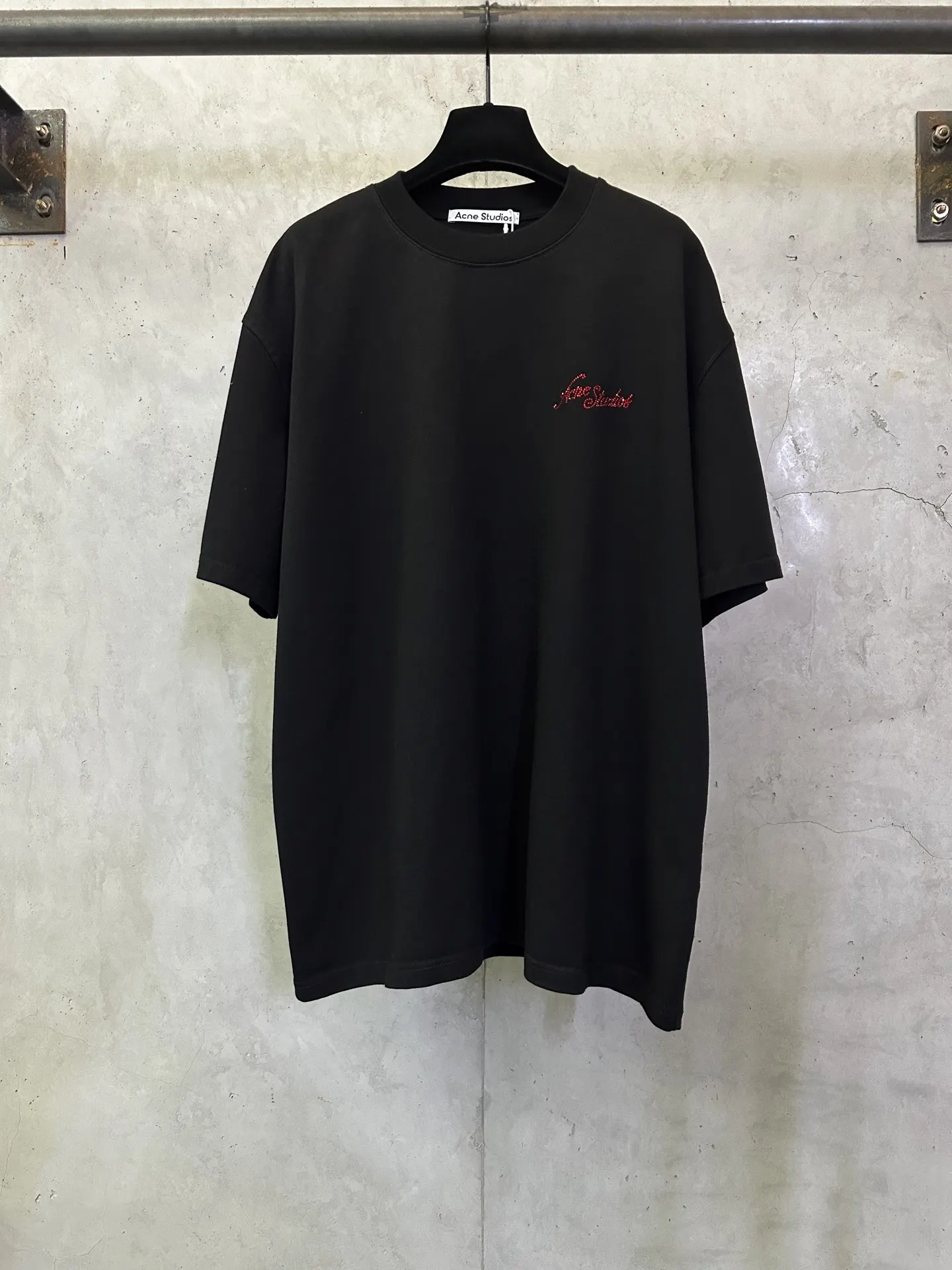 Rhinestone Logo Heavyweight Cotton T-Shirt D22015715