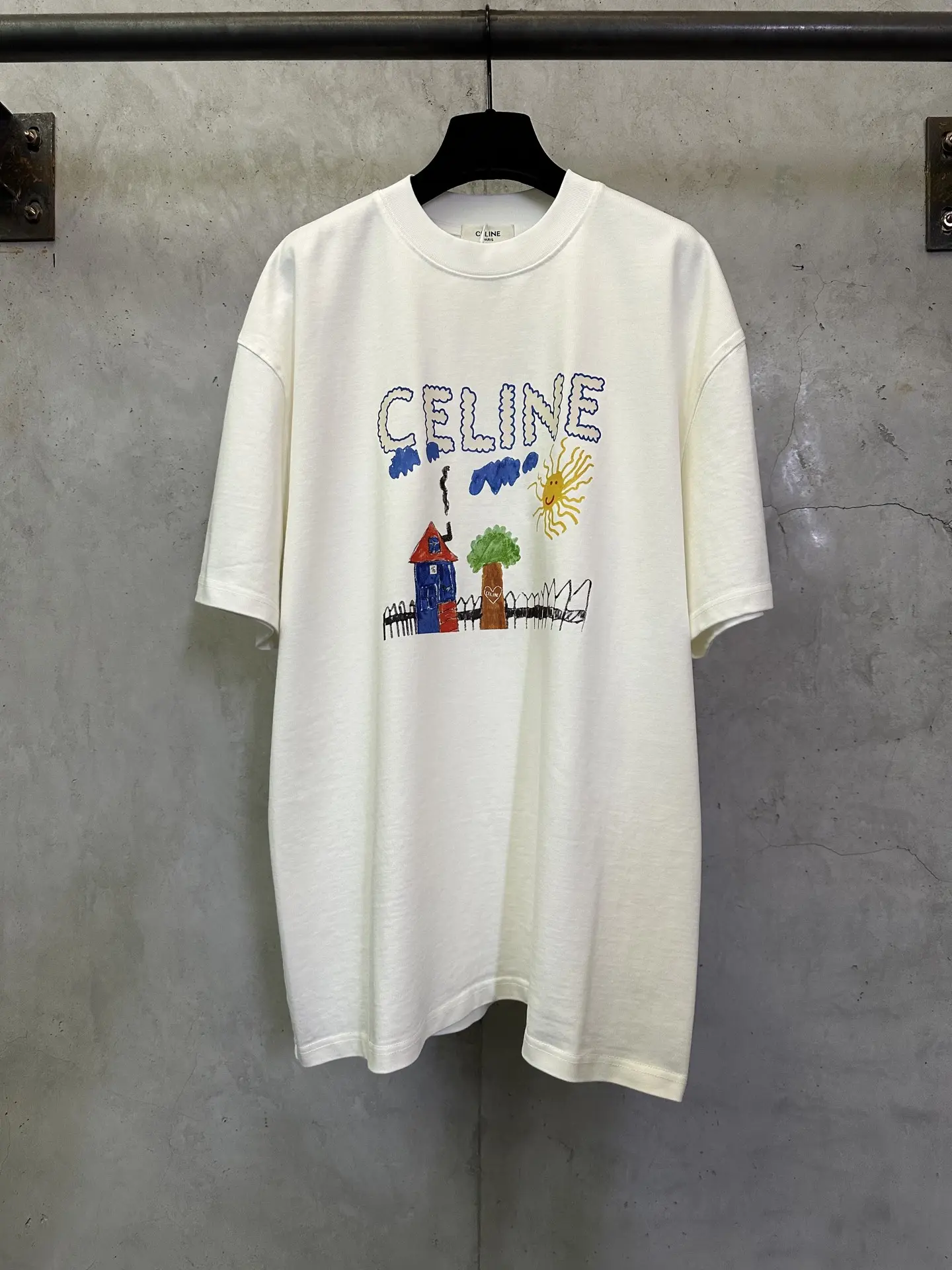 Celine Drawing Print Heavyweight Cotton T-Shirt D22012762