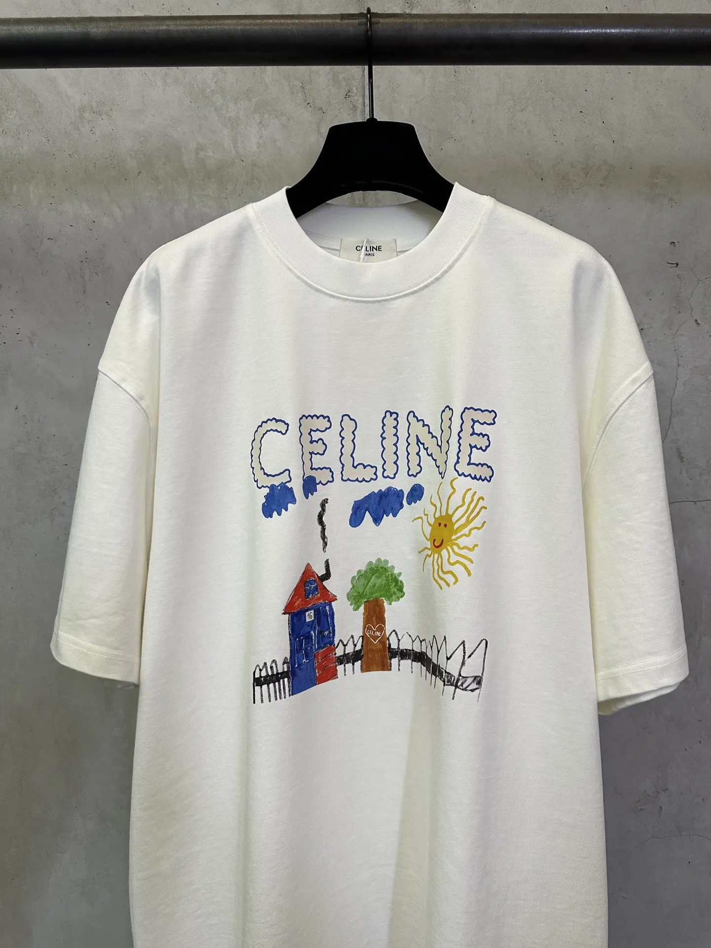 Celine Drawing Print Heavyweight Cotton T-Shirt D22012762 — view 3