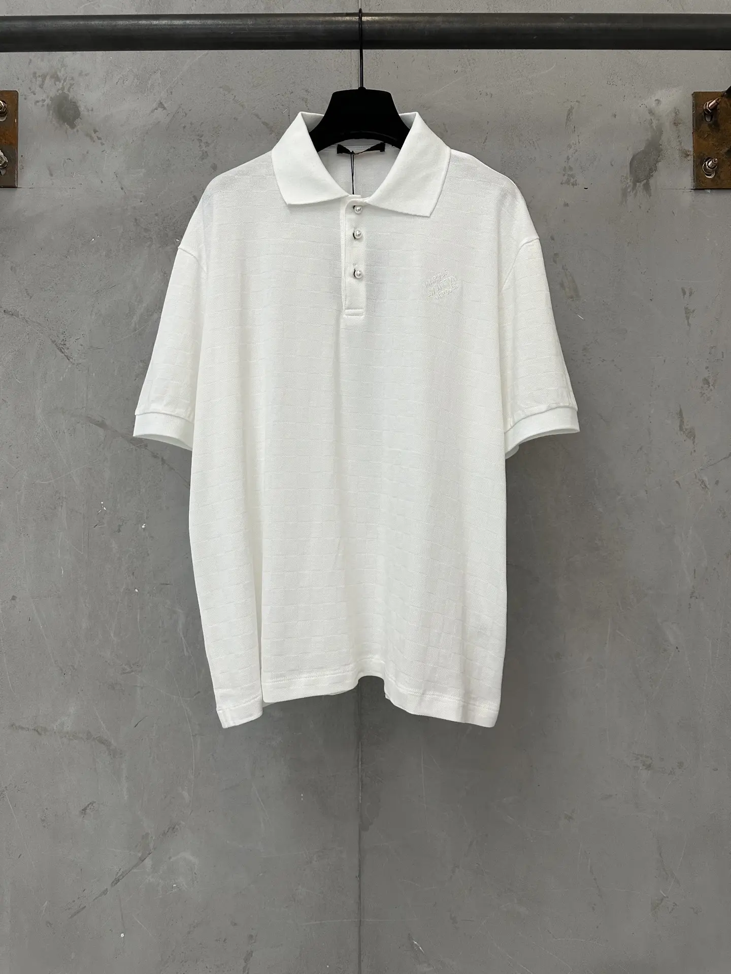 Embroidered Cotton Polo Shirt with Pearl Buttons D18511767