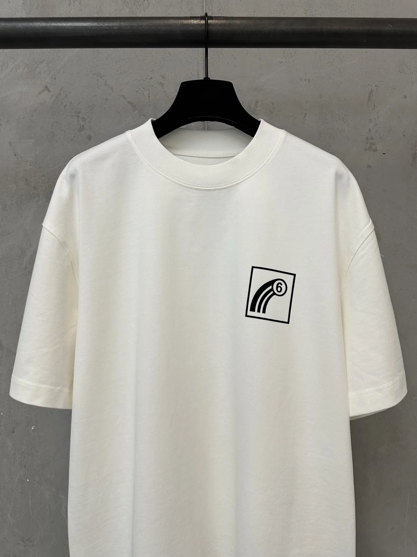 MM6 Logo Flocked Heavyweight Cotton T-Shirt D19525024 — view 3