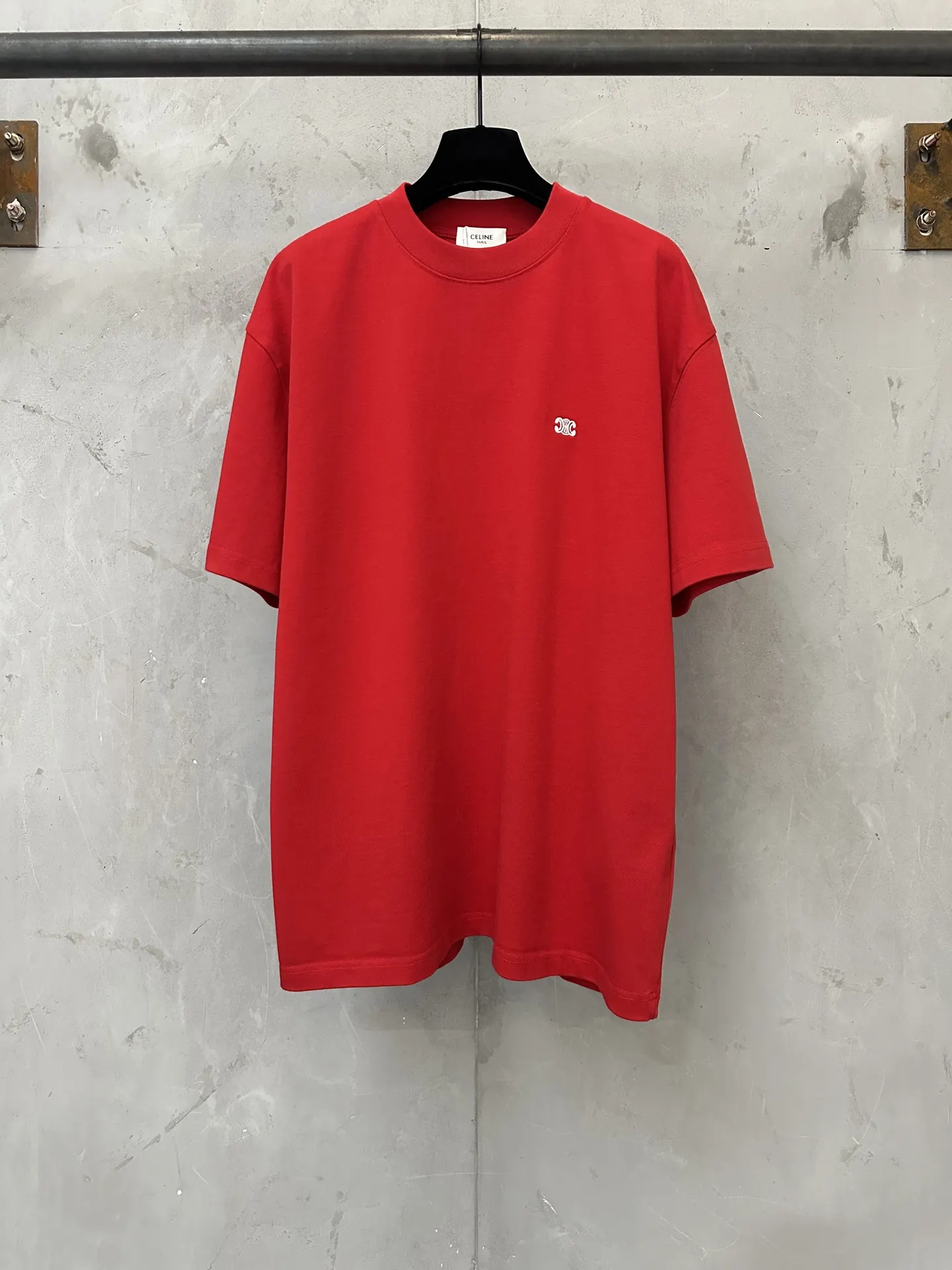 Triomphe Logo Embroidered Heavyweight Cotton T-Shirt D21020229