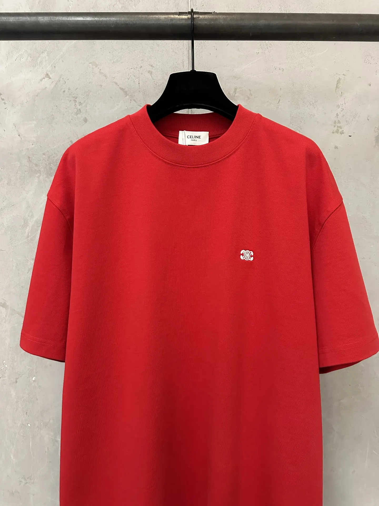 Triomphe Logo Embroidered Heavyweight Cotton T-Shirt D21020229 — view 3