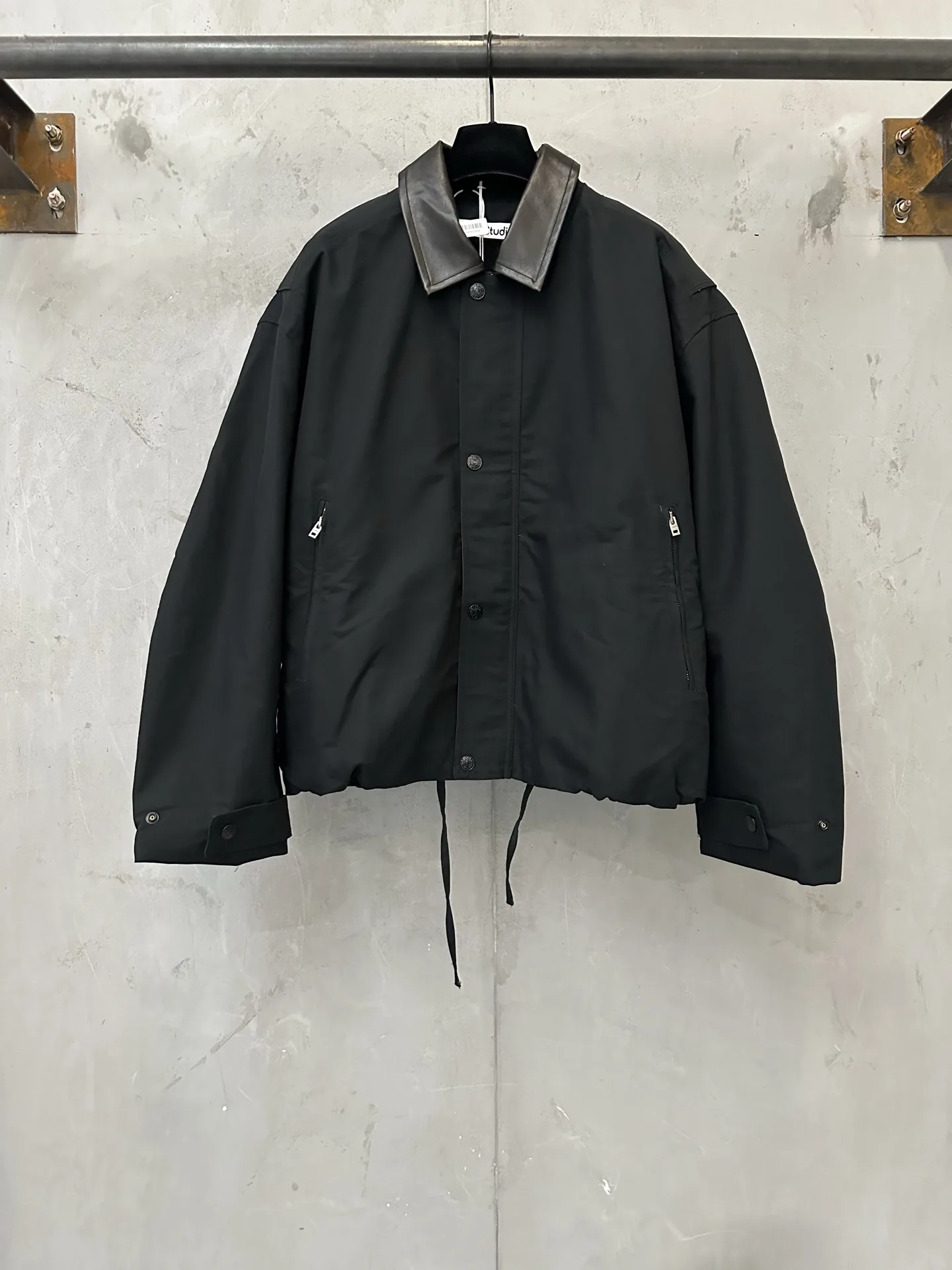 Leather-Trimmed Cotton Twill Jacket D44024439