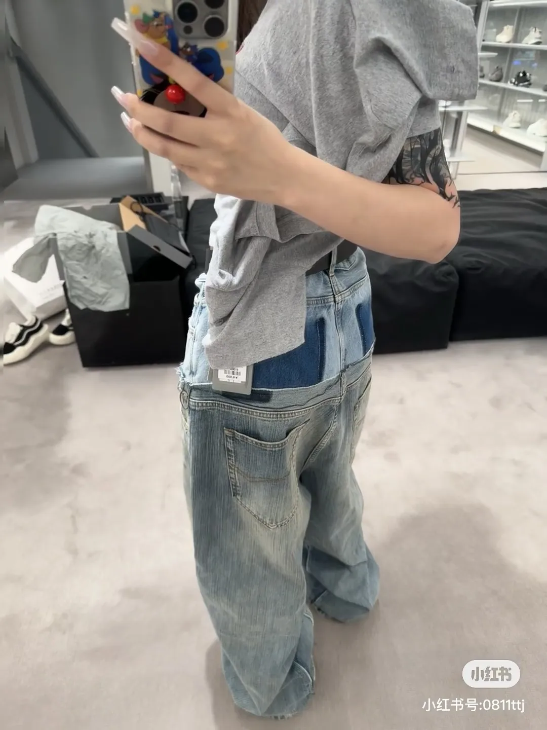 Panelled Wide-Leg Denim Jeans D28019915 — view 3