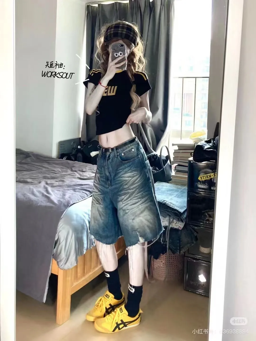 Grailz Project Distressed Patchwork Denim Shorts D24019938 — view 3