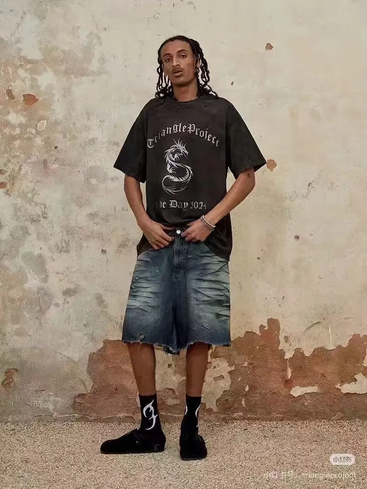 Grailz Project Distressed Patchwork Denim Shorts D24019938 — view 7