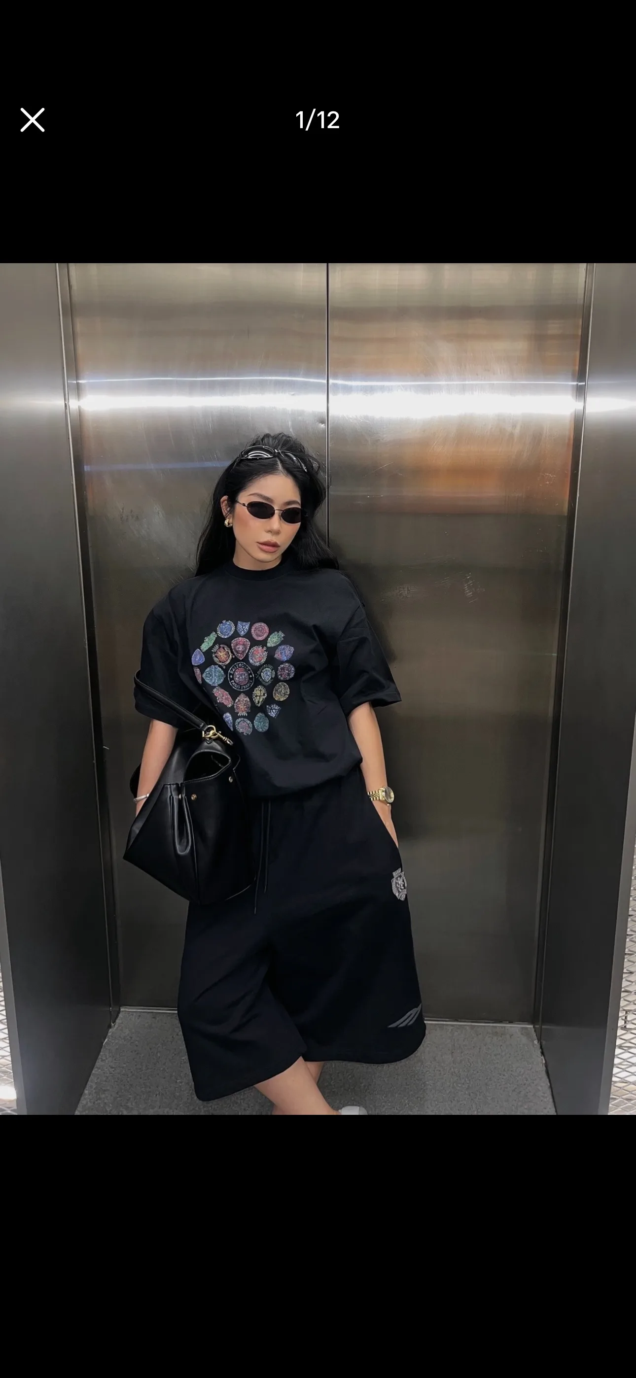 Crest Logo Graphic Oversized T-Shirt D15520022 — view 9