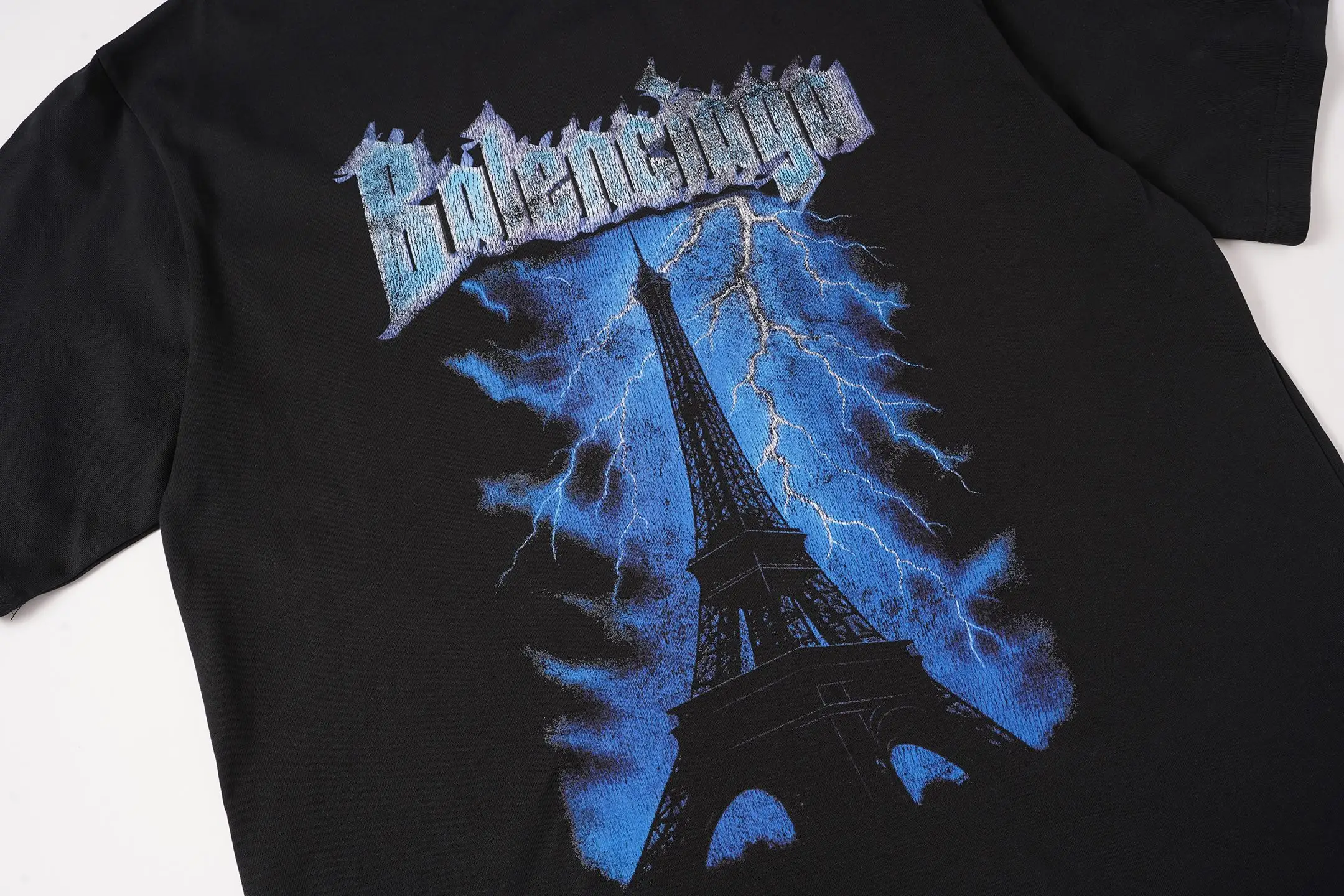 Eiffel Tower Lightning Print Oversized T-Shirt D15520057 — view 4