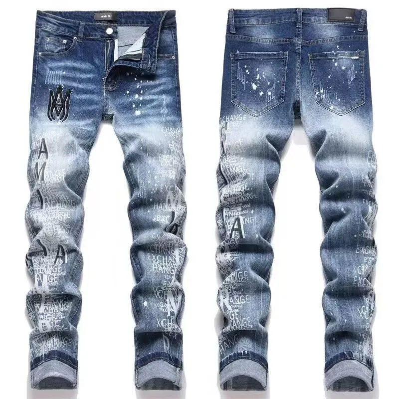 Logo Patch Paint-Splatter Slim-Fit Jeans D14523127