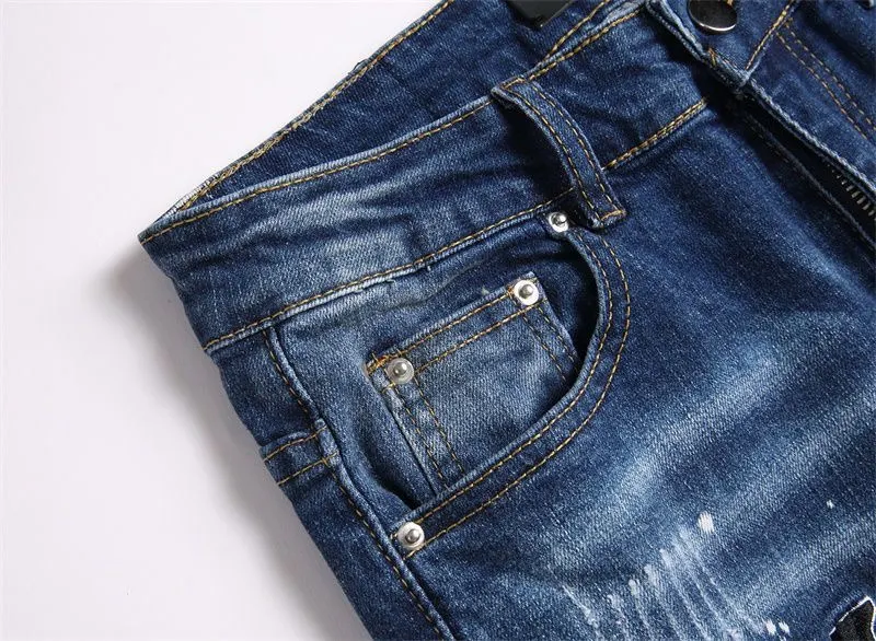 Logo Patch Paint-Splatter Slim-Fit Jeans D14523127 — view 4