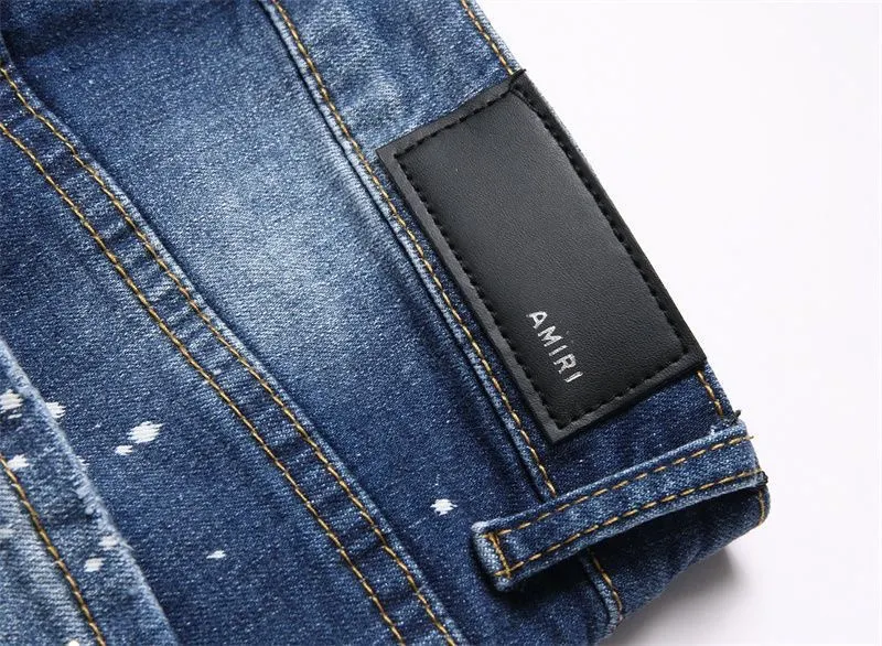Logo Patch Paint-Splatter Slim-Fit Jeans D14523127 — view 7