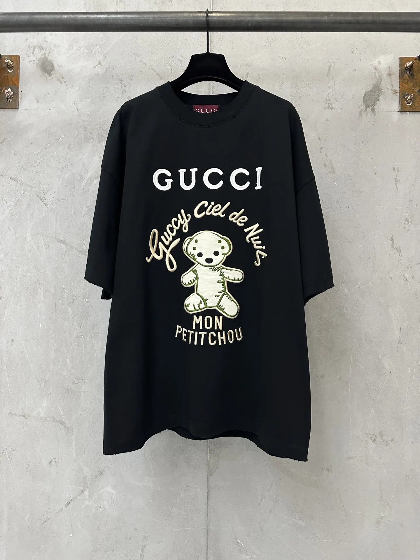 Teddy Bear Embroidered Cotton T-Shirt D18011954