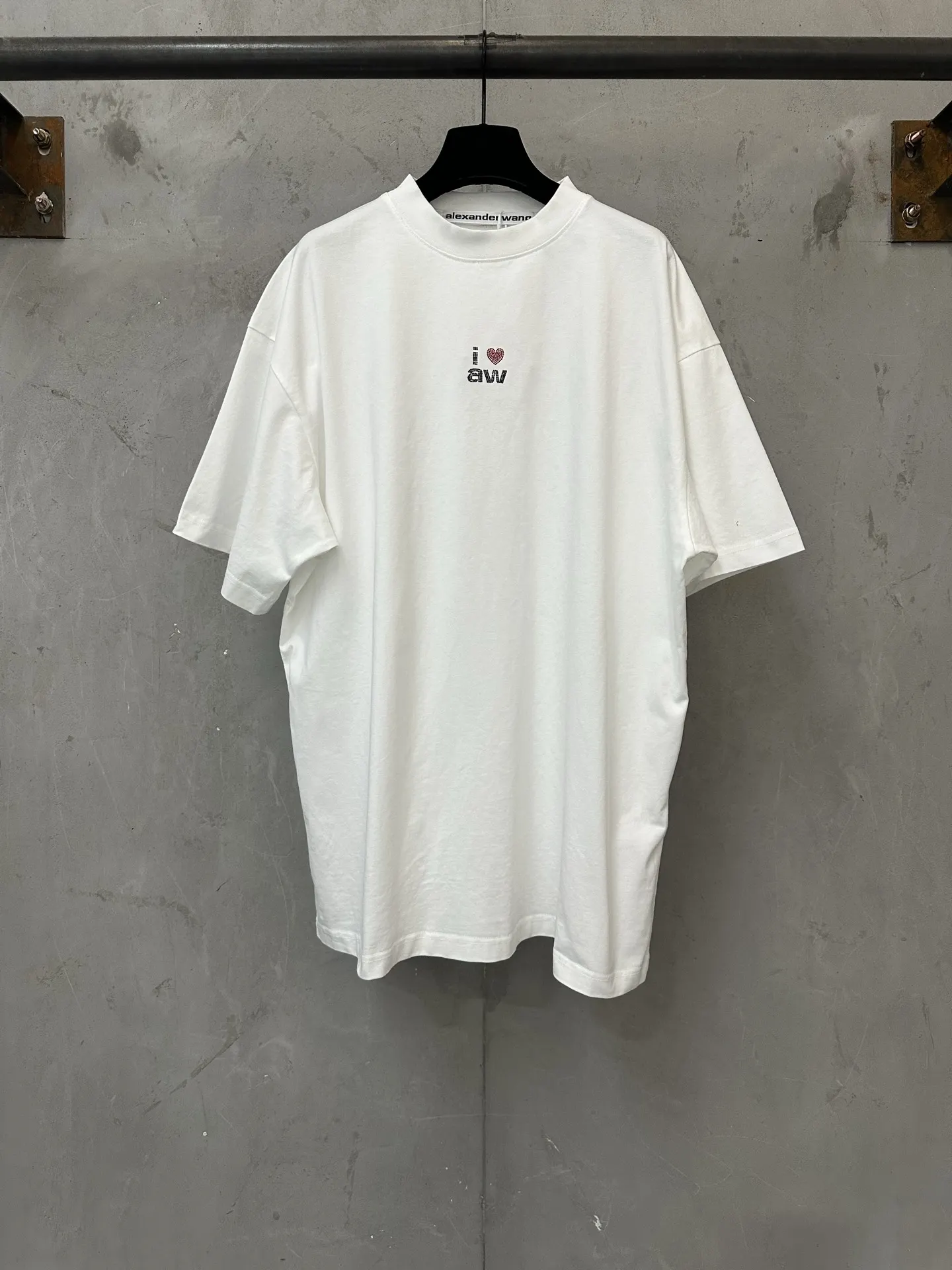 Hotfix Rhinestone Logo Cotton T-Shirt D20024428