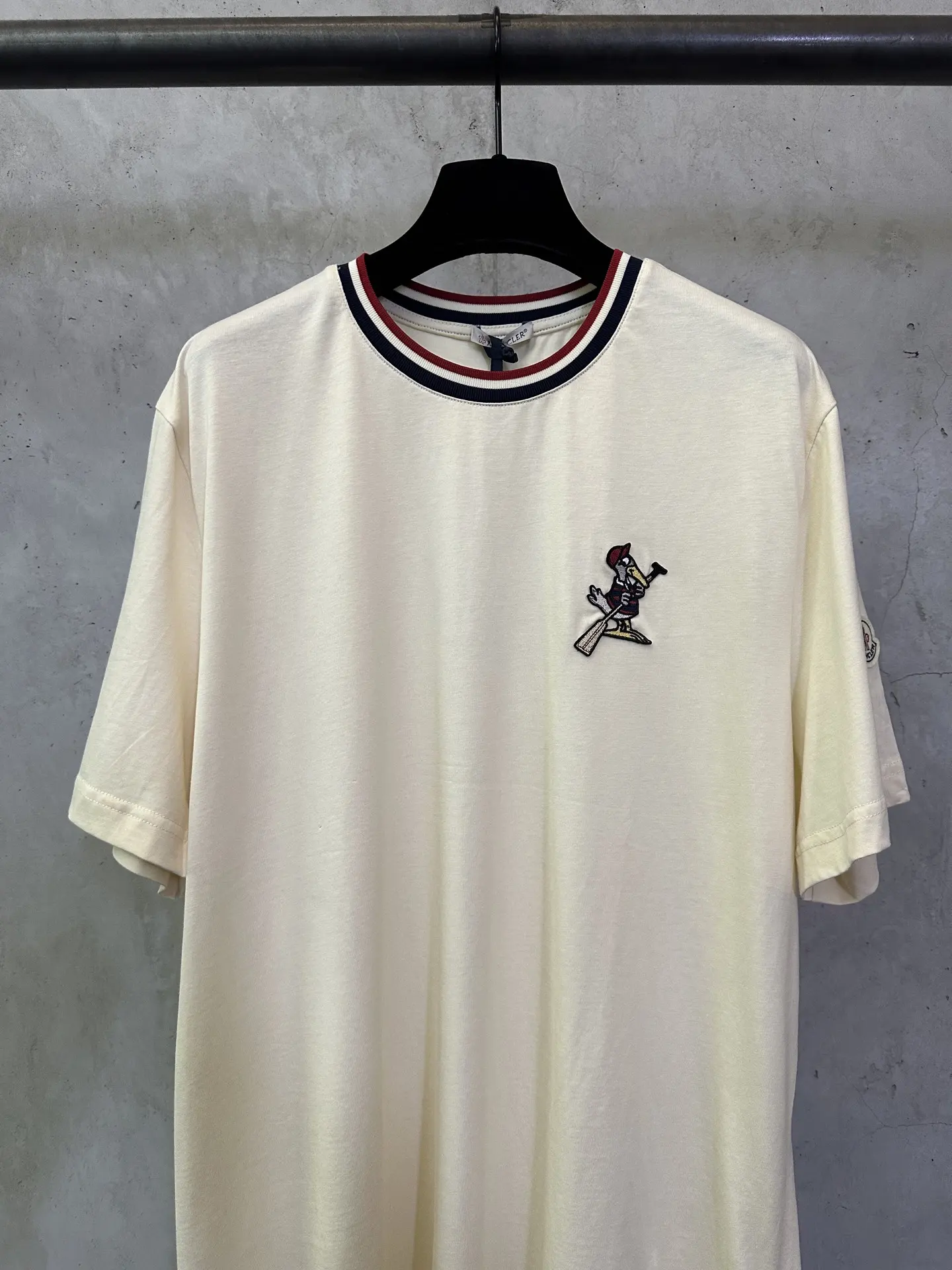Embroidered Cotton T-Shirt with Tipped Collar D21012860 — view 3