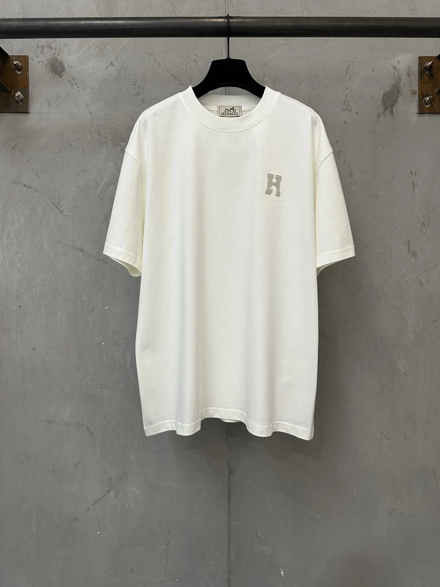Leather Patch Heavyweight Cotton T-Shirt D21021804