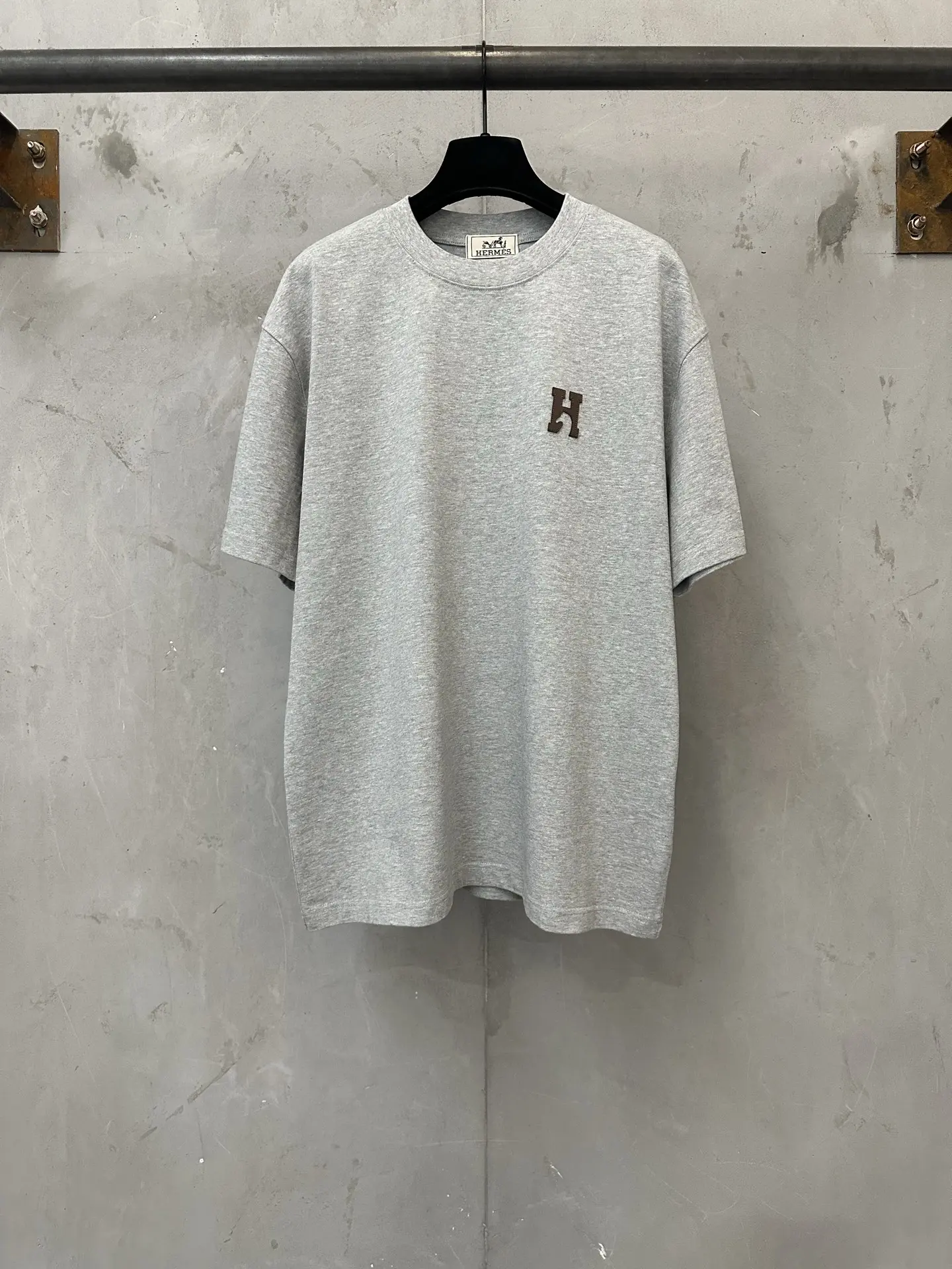 Leather Patch Heavyweight Cotton T-Shirt D21021805