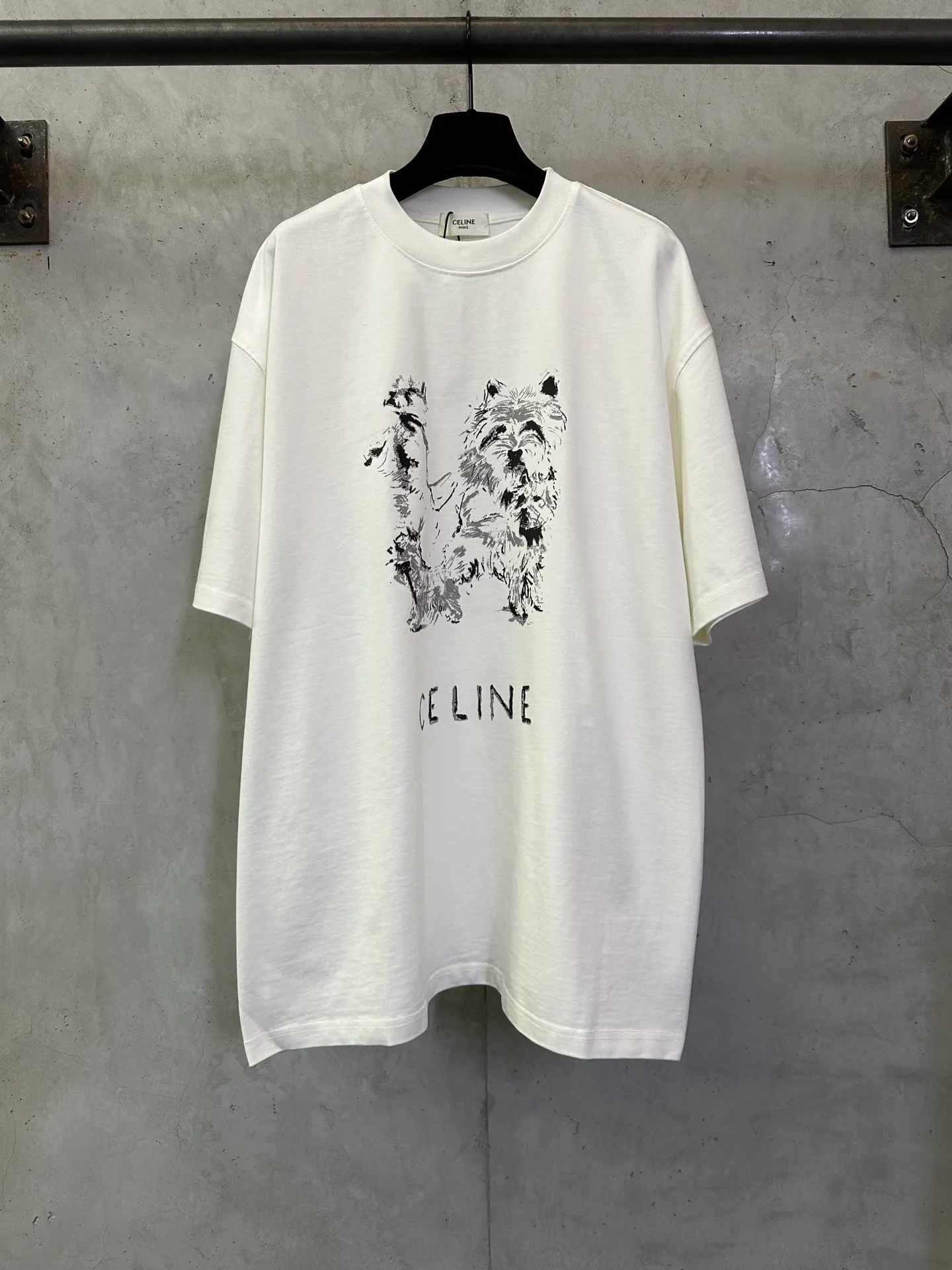 Dog Print Heavyweight Cotton T-Shirt D22012837