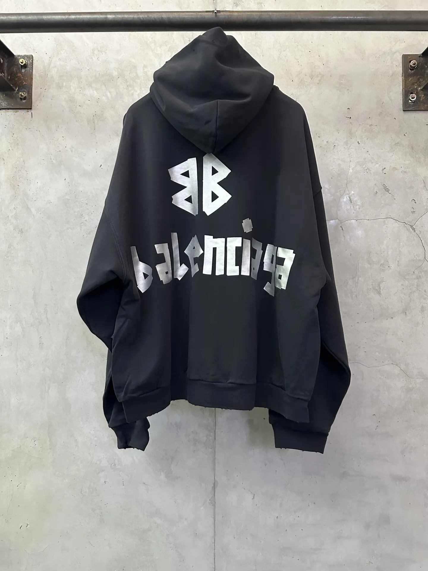 Distressed Logo-Print Cotton-Fleece Hoodie D32020236 — view 2