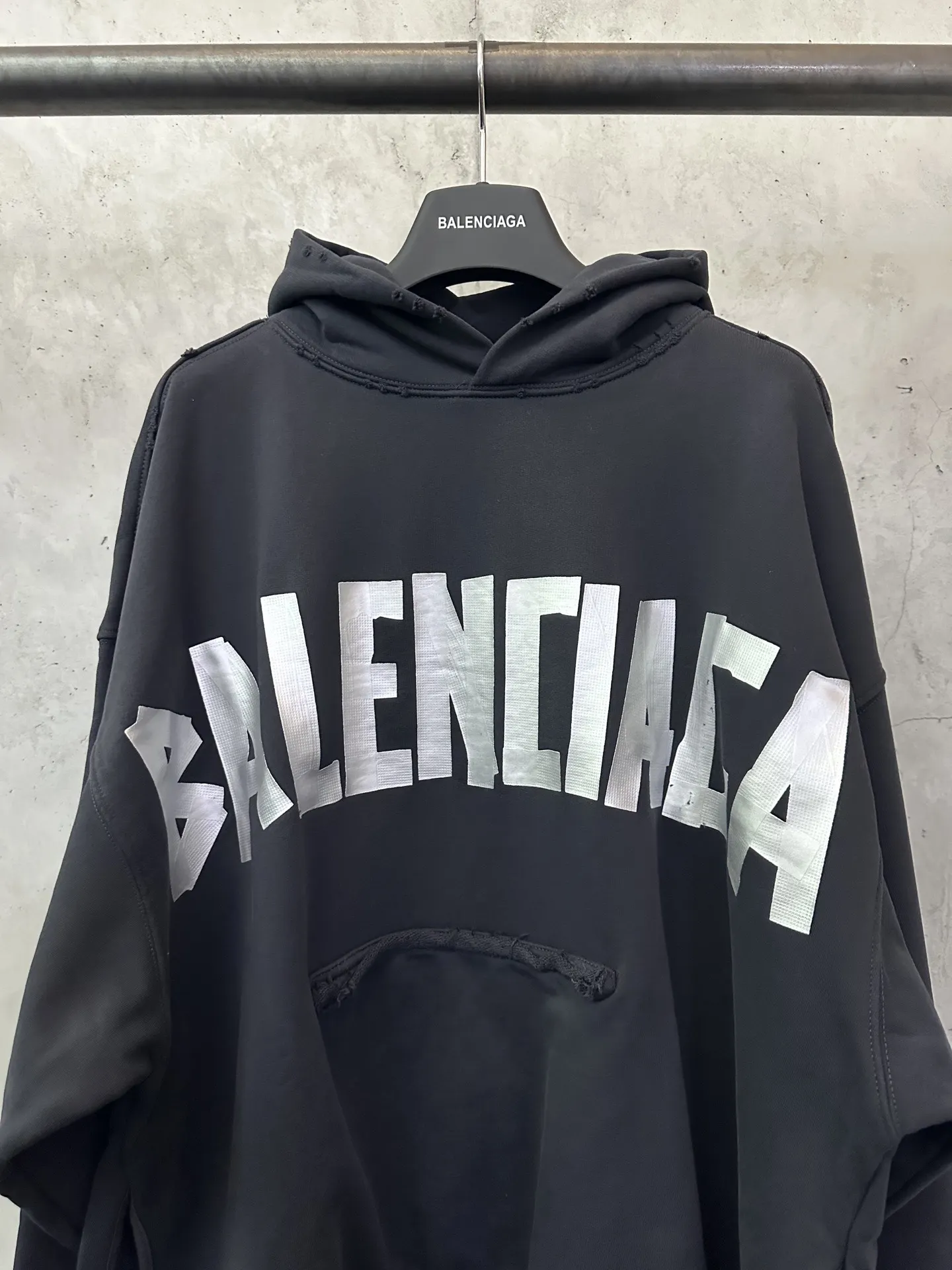 Distressed Logo-Print Cotton-Fleece Hoodie D32020236 — view 3