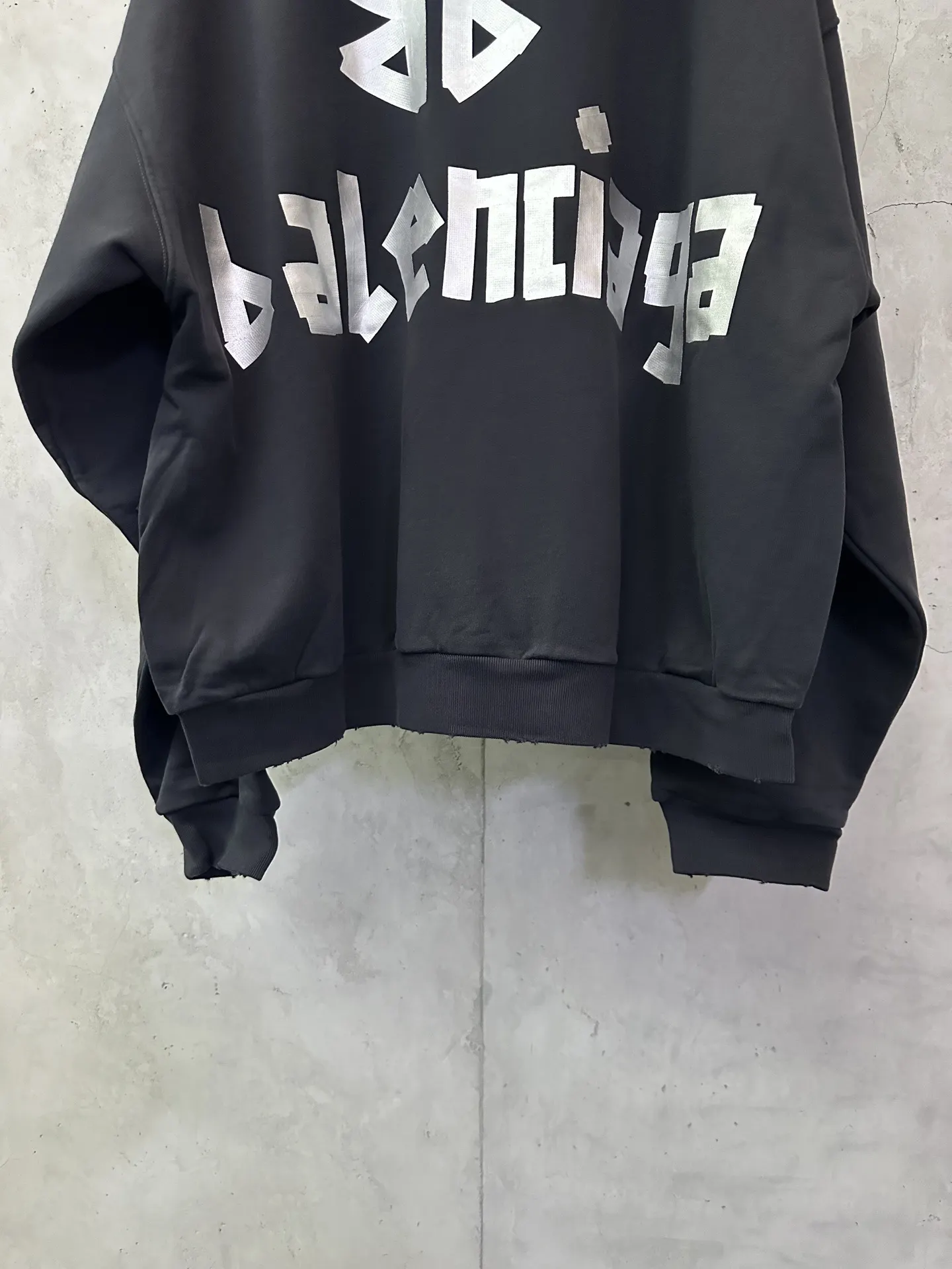 Distressed Logo-Print Cotton-Fleece Hoodie D32020236 — view 6