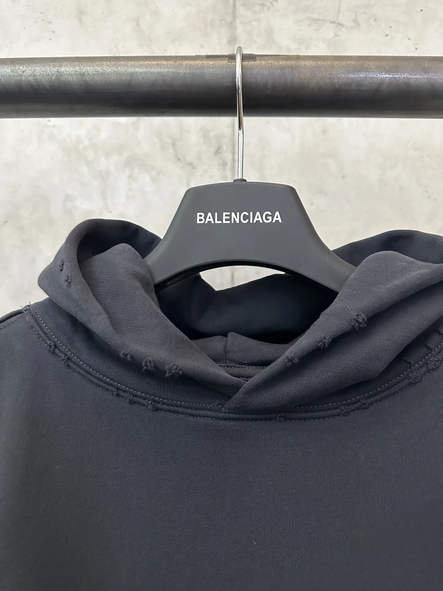 Distressed Logo-Print Cotton-Fleece Hoodie D32020236 — view 7