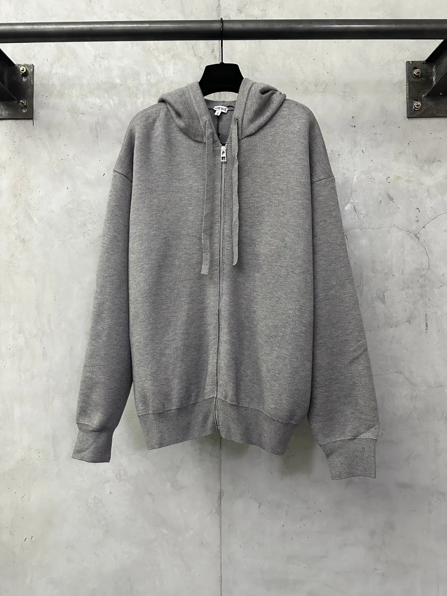 Embroidered Logo Merino Wool Zip-Up Hoodie D35024385