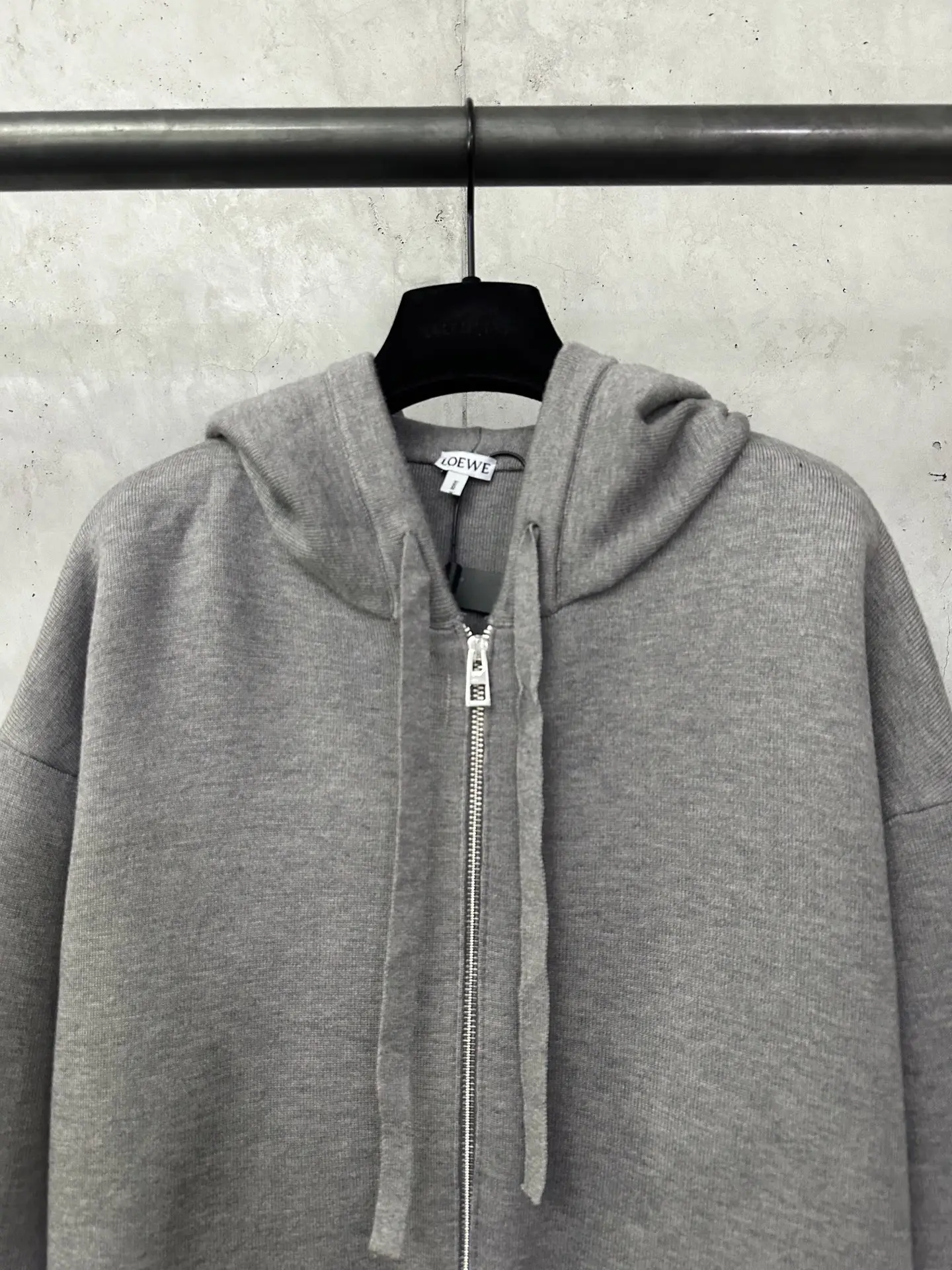 Embroidered Logo Merino Wool Zip-Up Hoodie D35024385 — view 3