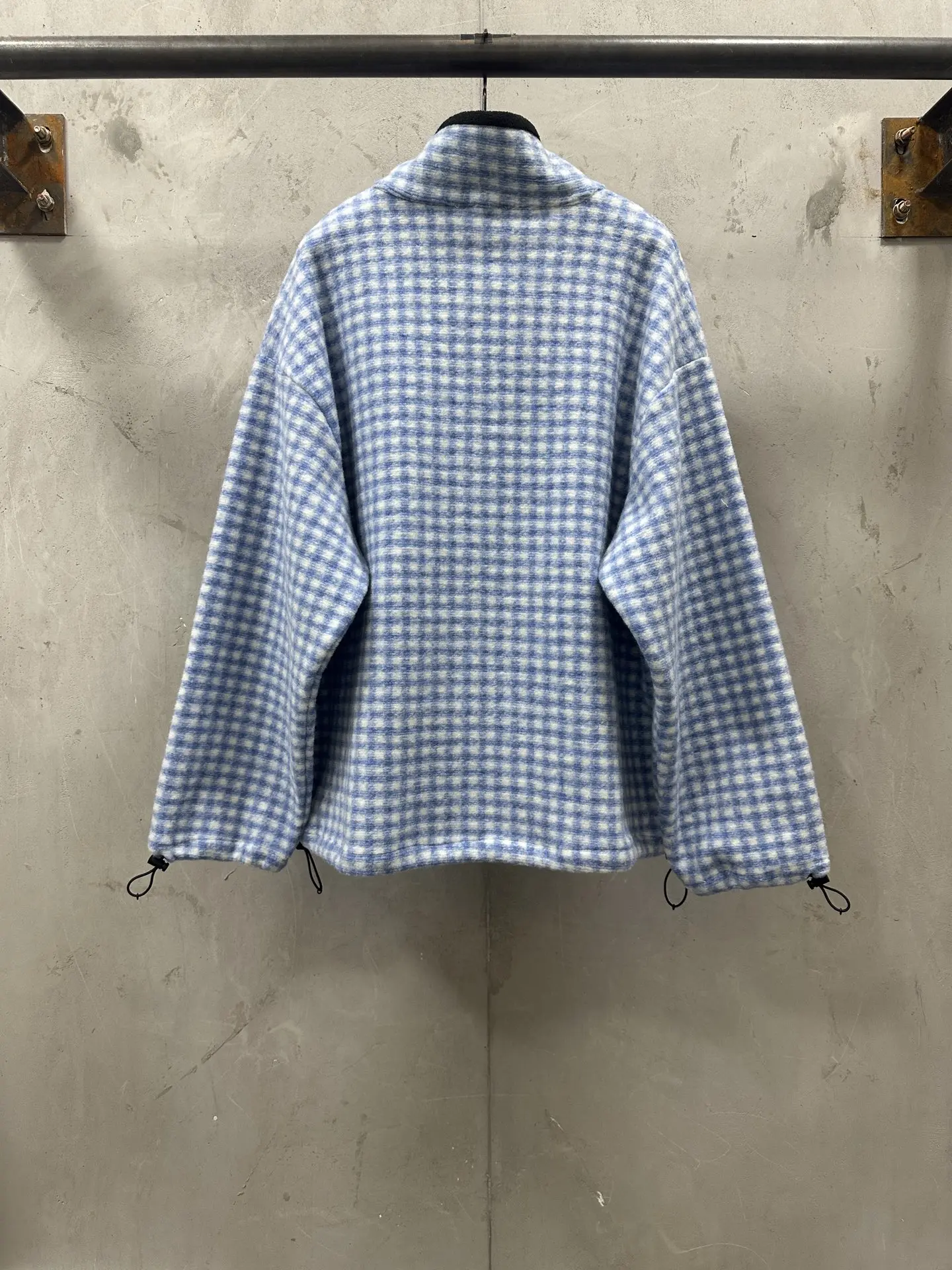 Embroidered Gingham Fleece Zip-Up Jacket D37023567 — view 2