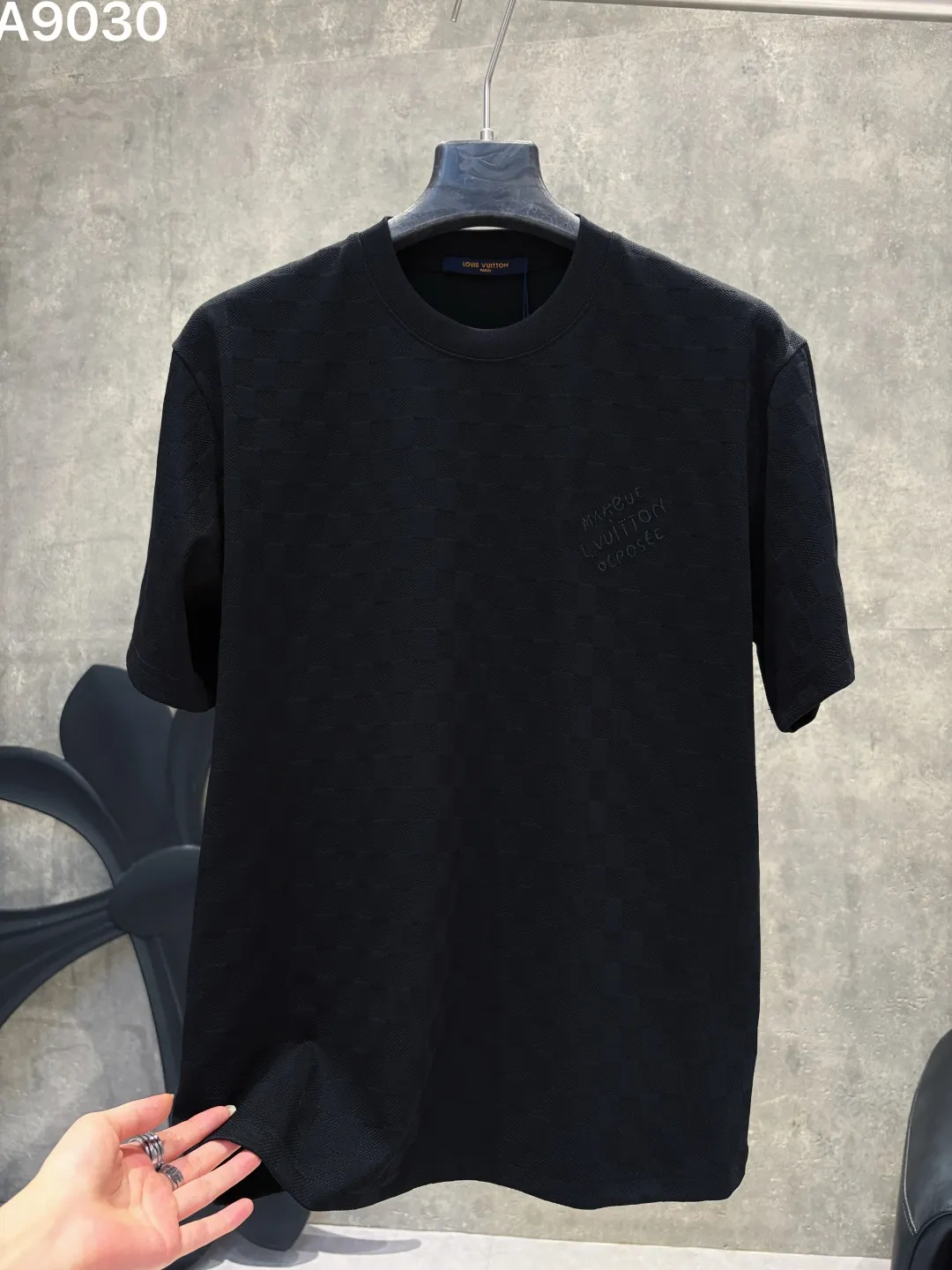 Damier Pattern Embroidered Cotton T-Shirt D16019038 — view 2