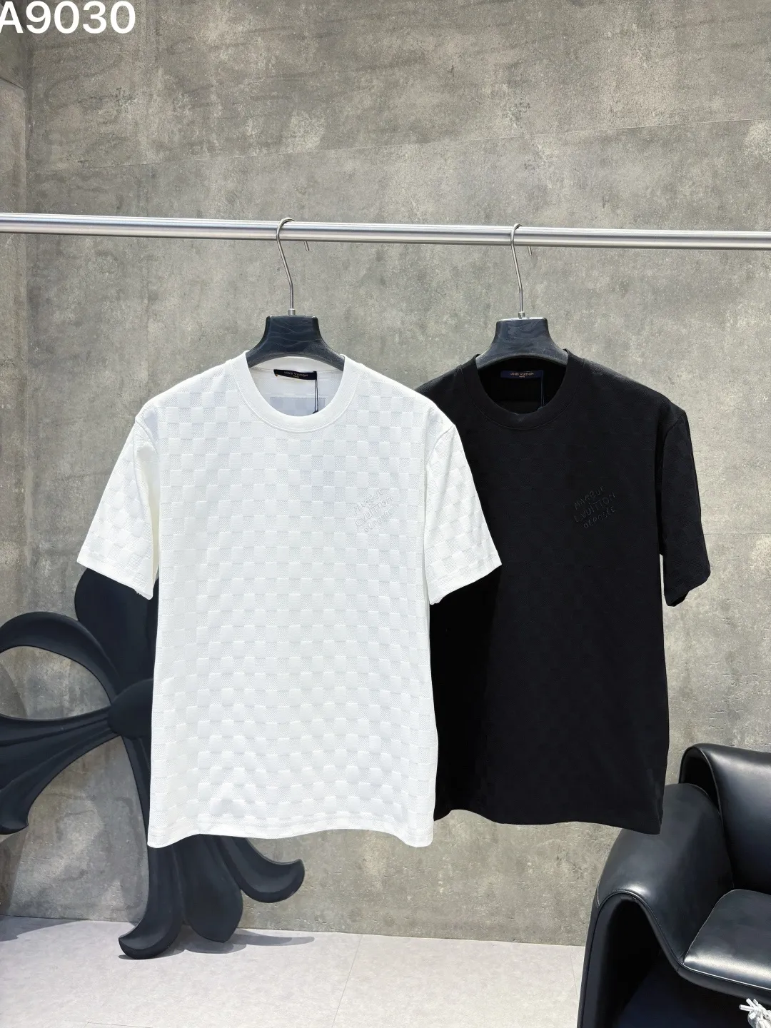 Damier Pattern Embroidered Cotton T-Shirt D16019038 — view 5