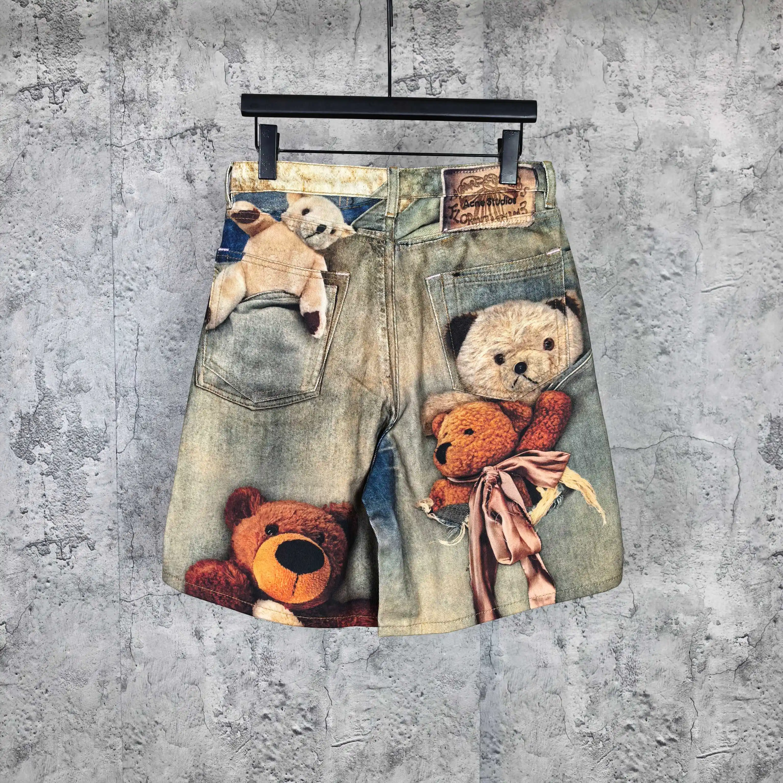 1981 Teddy Bear Print Denim Shorts D24524524 — view 2