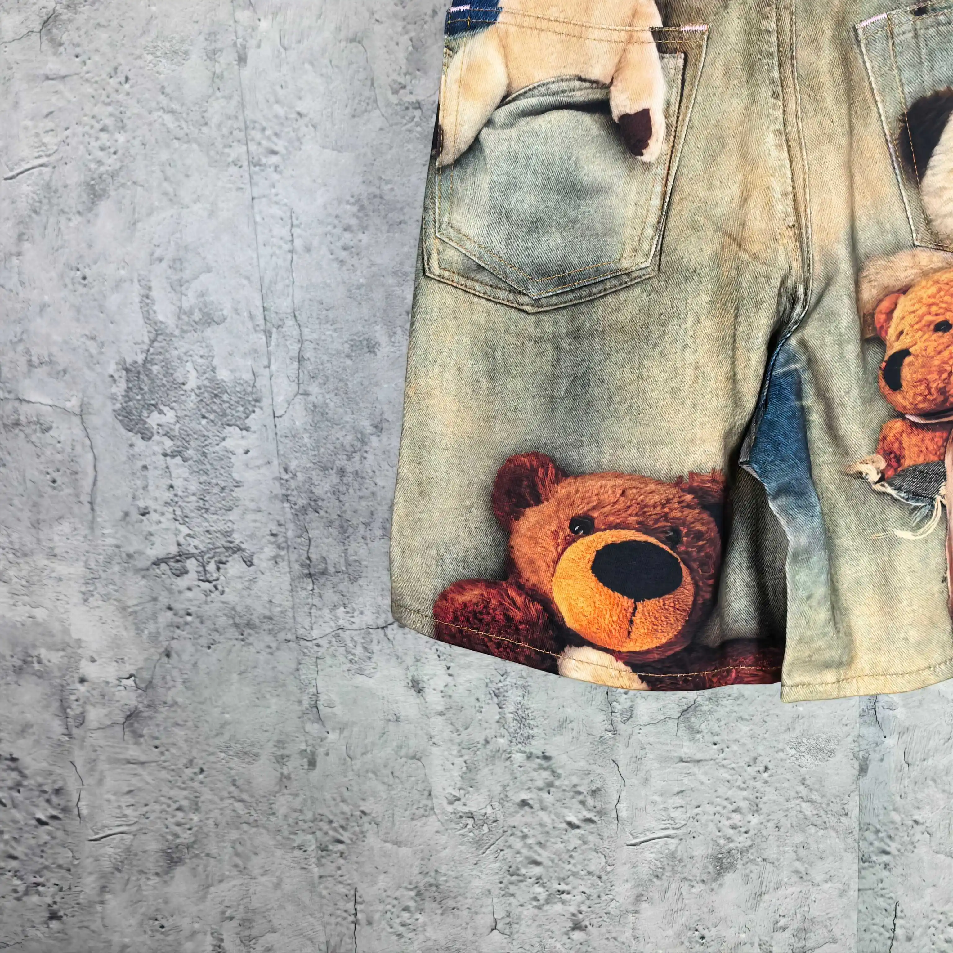 1981 Teddy Bear Print Denim Shorts D24524524 — view 10