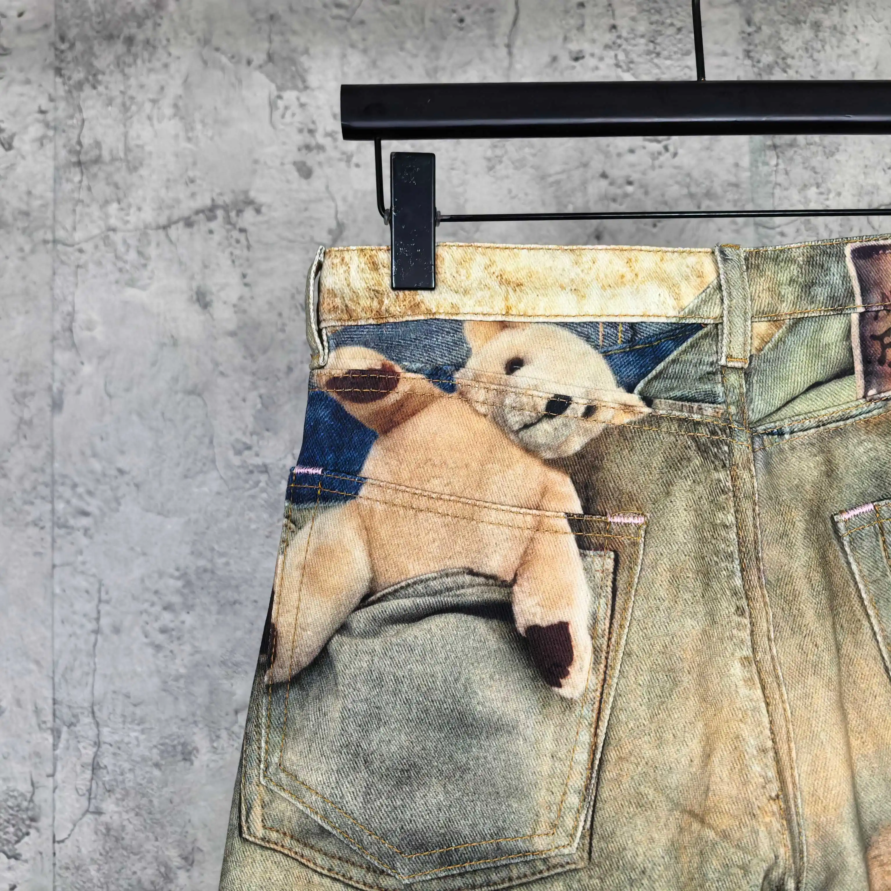 1981 Teddy Bear Print Denim Shorts D24524524 — view 11