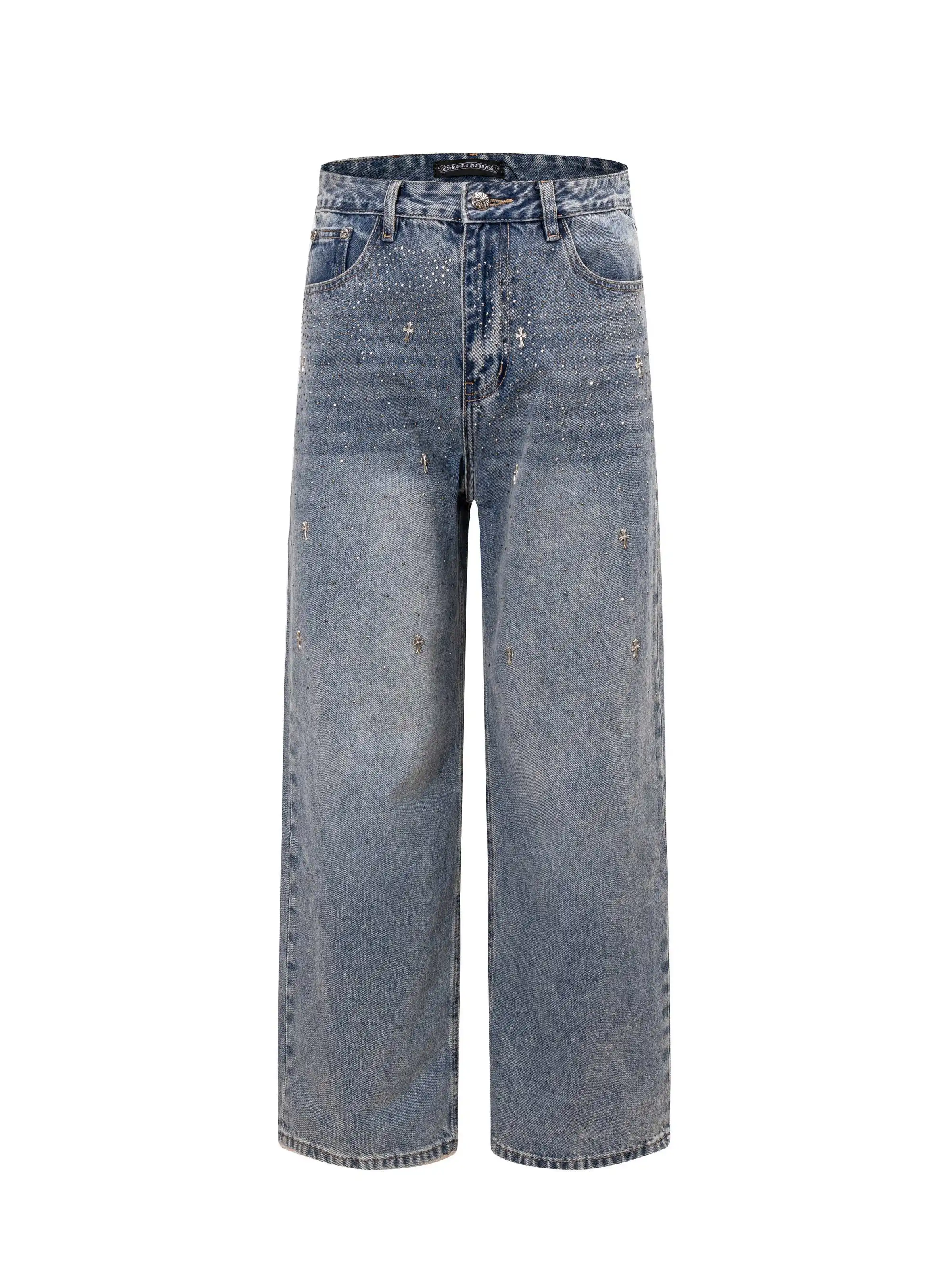 Rhinestone-Embellished Straight-Leg Jeans D25019740