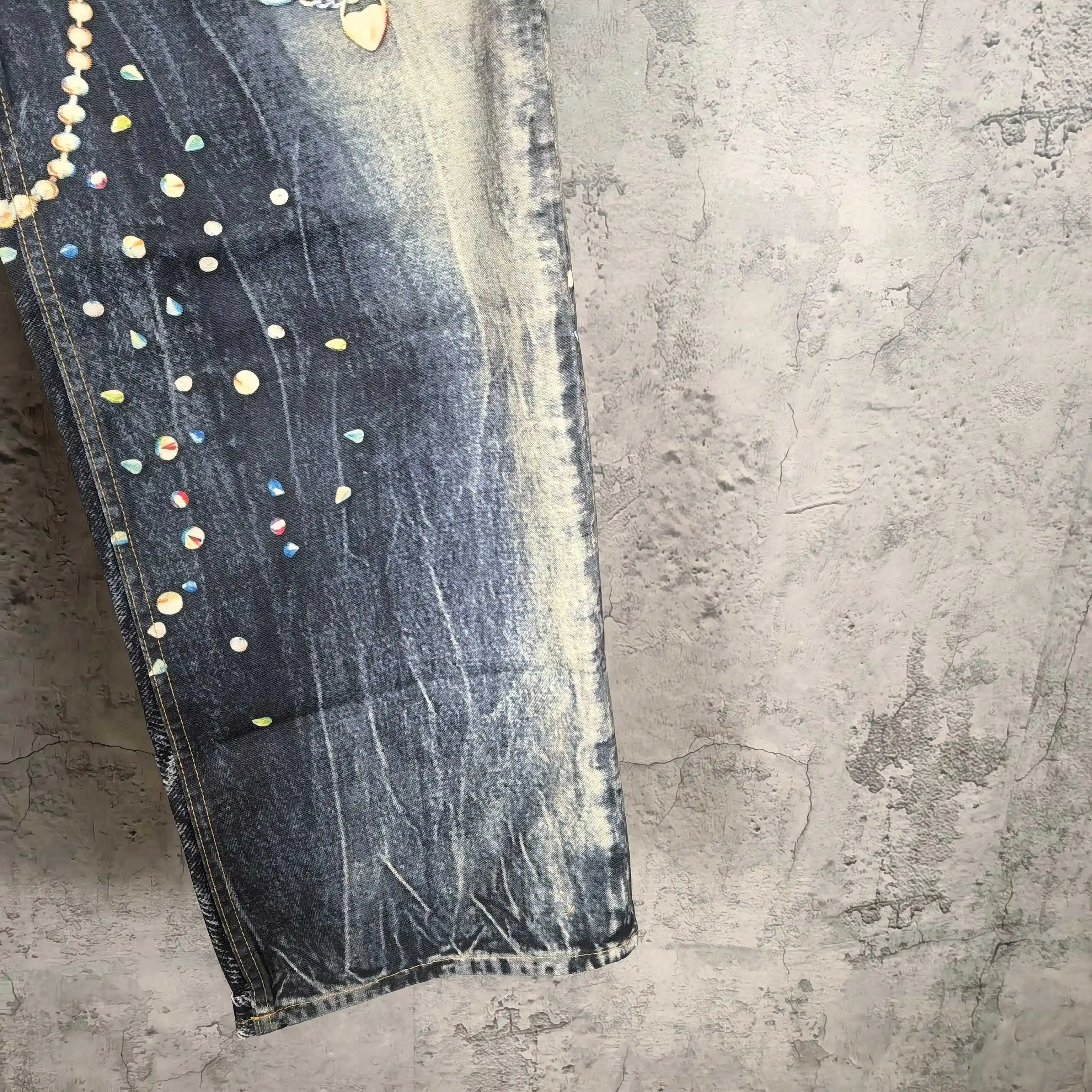 Trompe L'oeil Chain Print Wide-Leg Jeans D26024541 — view 12