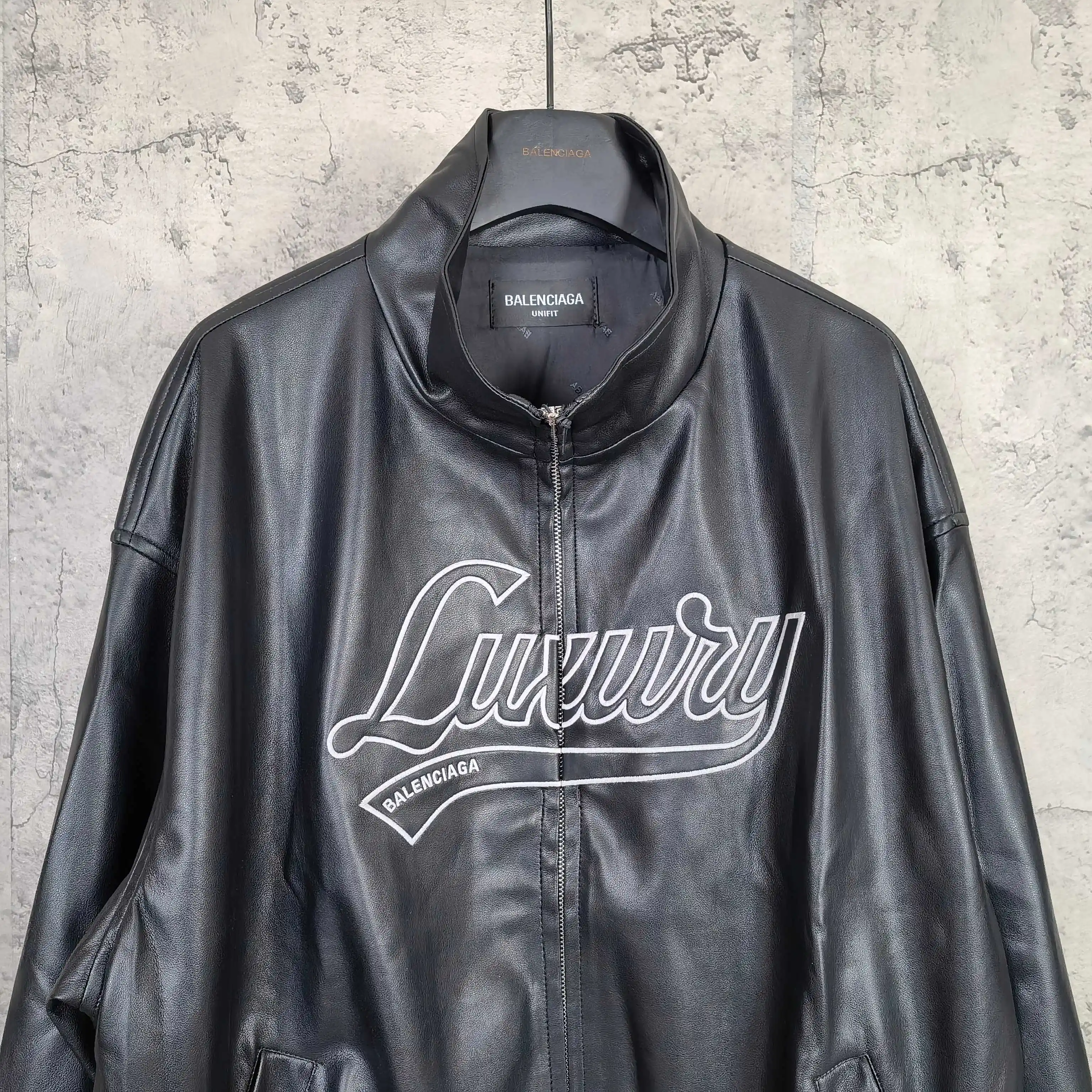 Layered Volume Embroidered Faux-Leather Bomber Jacket D31024464 — view 3