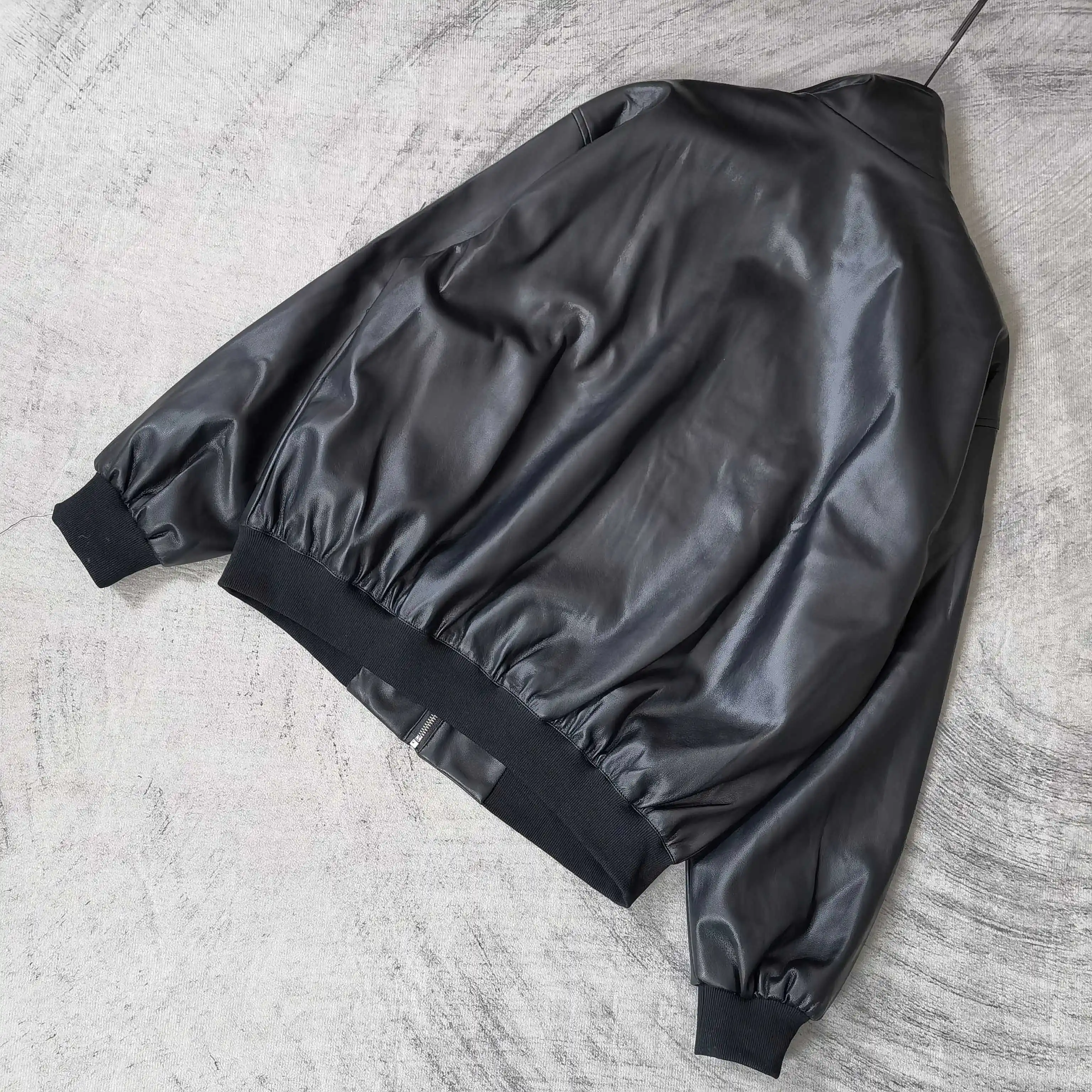 Layered Volume Embroidered Faux-Leather Bomber Jacket D31024464 — view 5