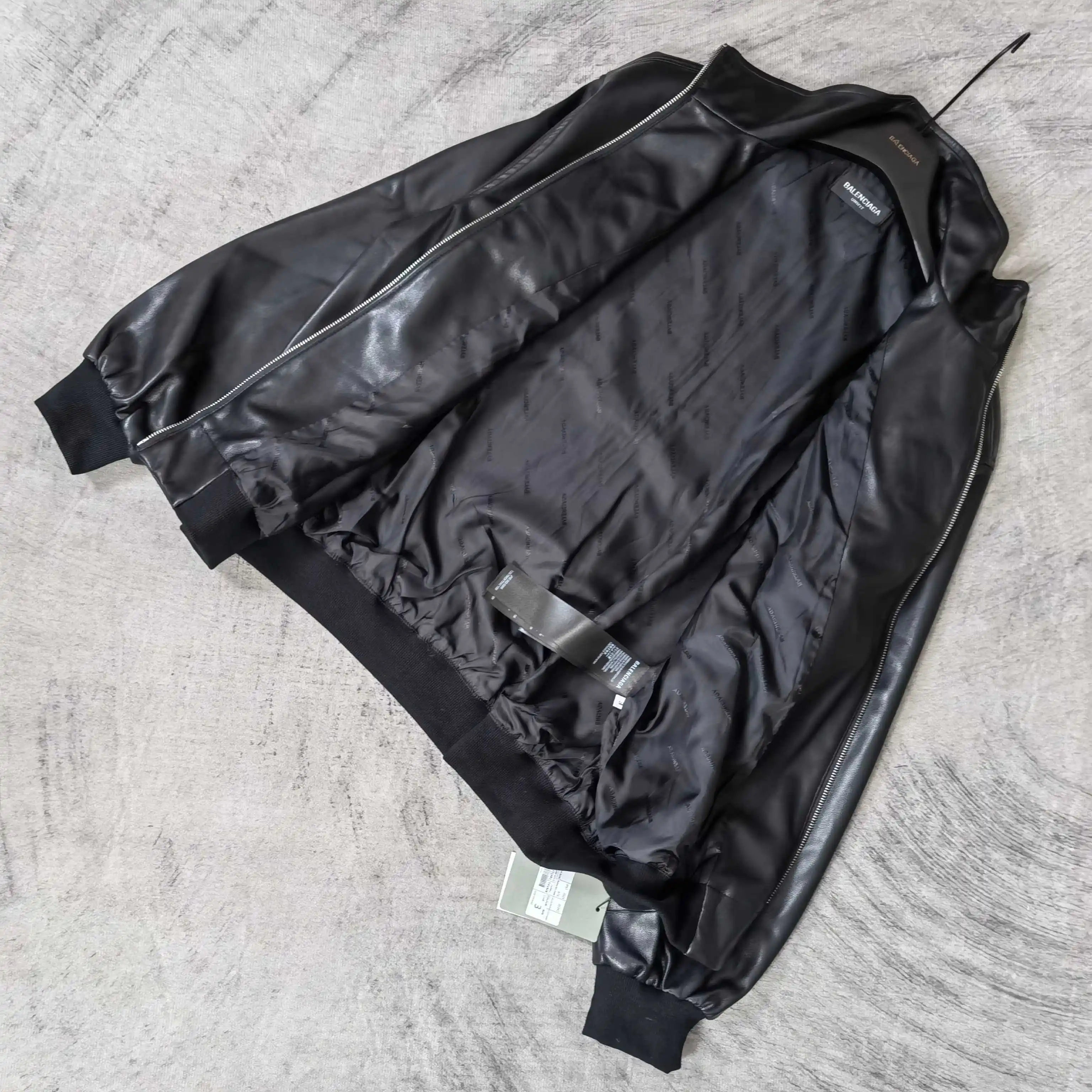 Layered Volume Embroidered Faux-Leather Bomber Jacket D31024464 — view 6