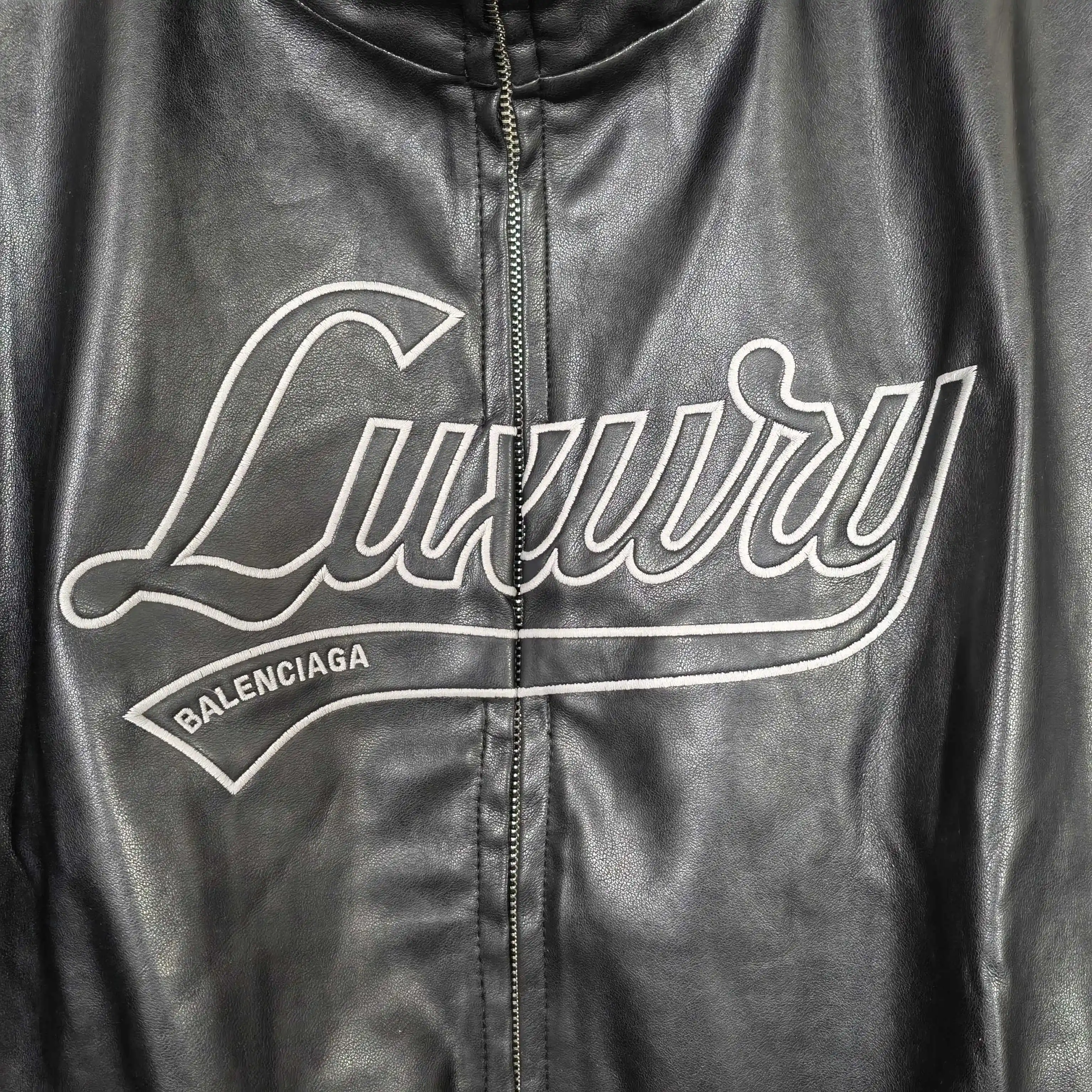 Layered Volume Embroidered Faux-Leather Bomber Jacket D31024464 — view 8