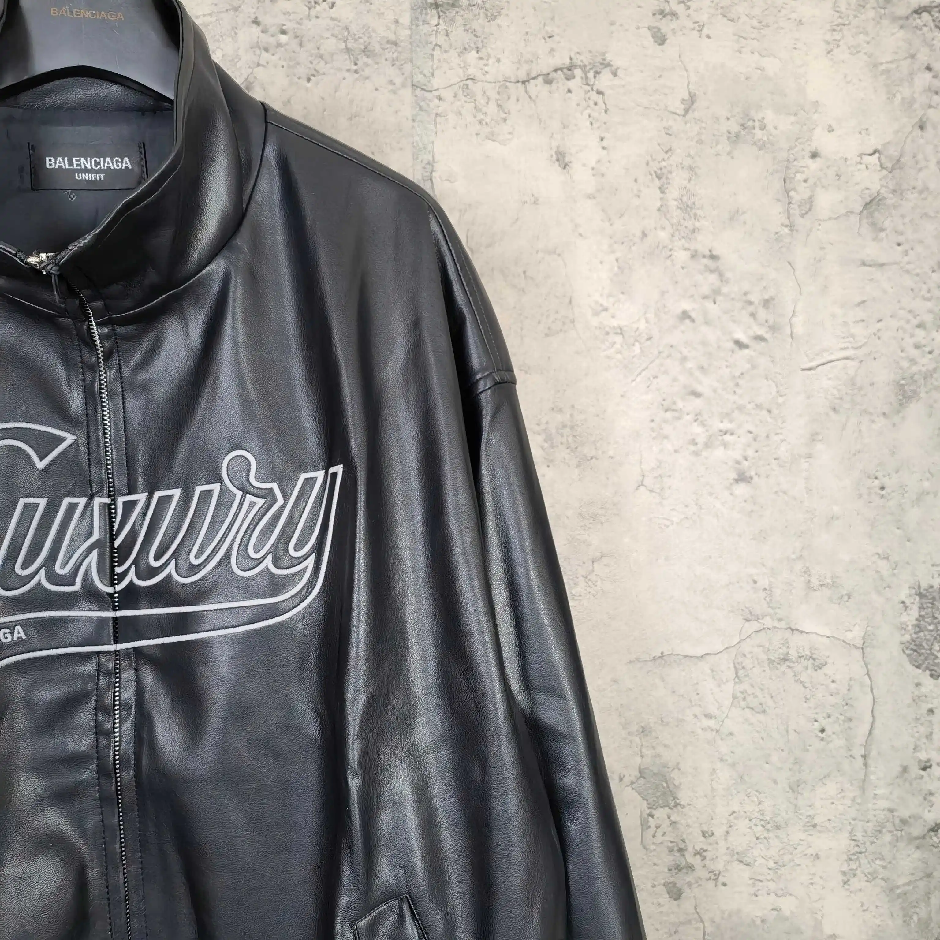 Layered Volume Embroidered Faux-Leather Bomber Jacket D31024464 — view 9