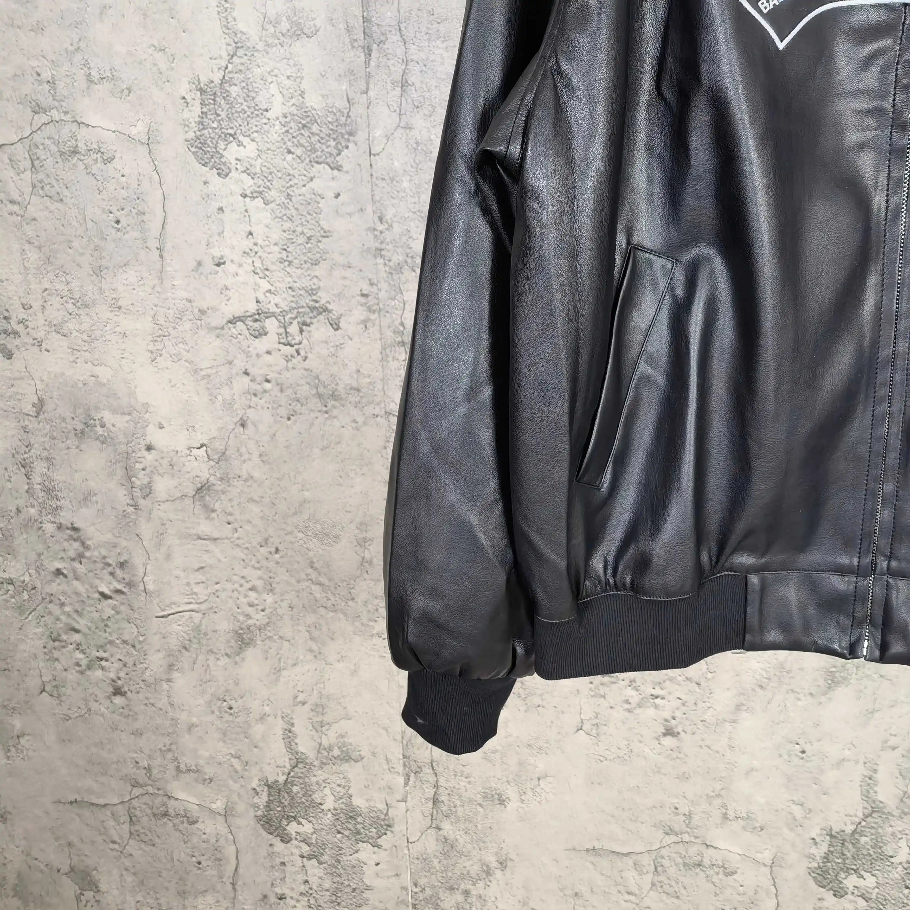 Layered Volume Embroidered Faux-Leather Bomber Jacket D31024464 — view 10