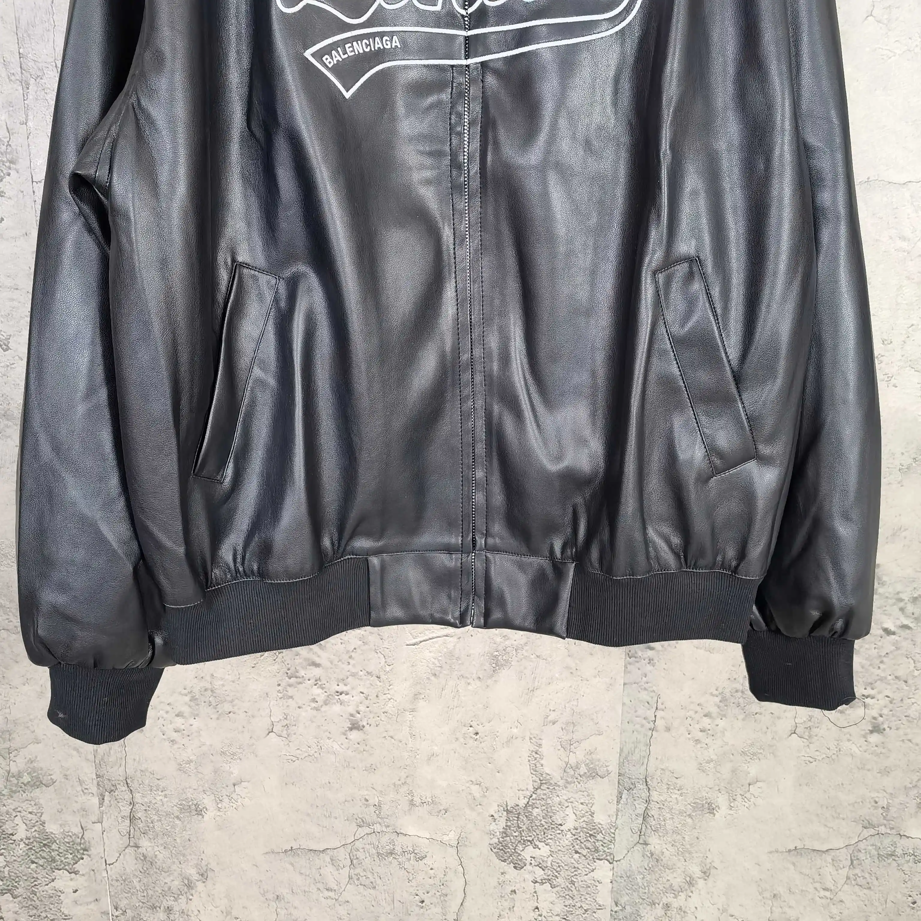 Layered Volume Embroidered Faux-Leather Bomber Jacket D31024464 — view 13
