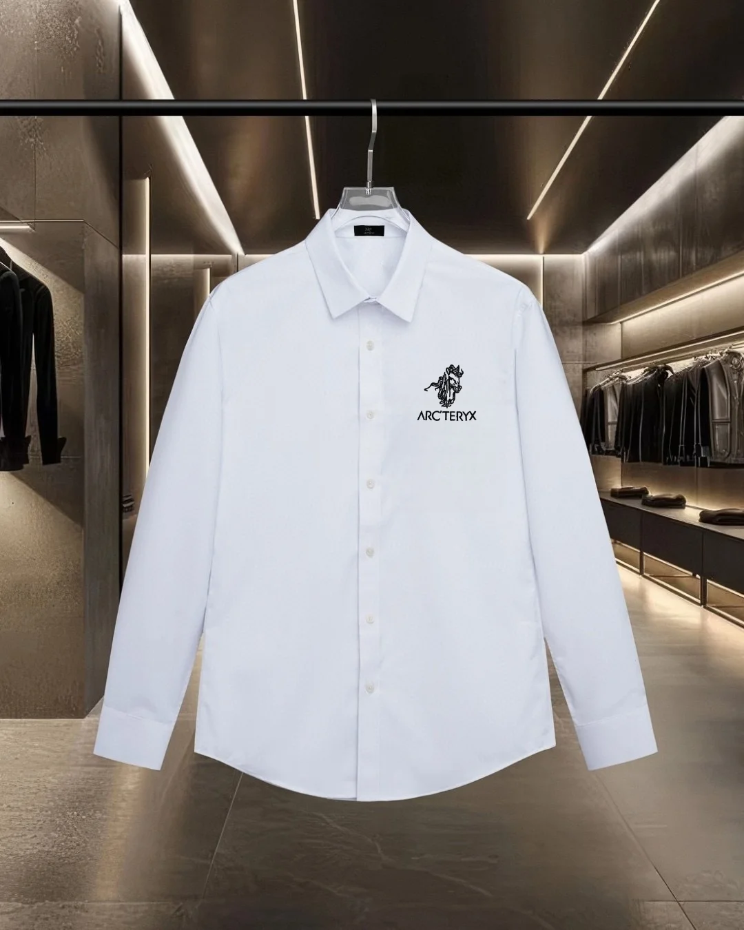Logo-Embroidered Long-Sleeve Cotton Shirt D17811711