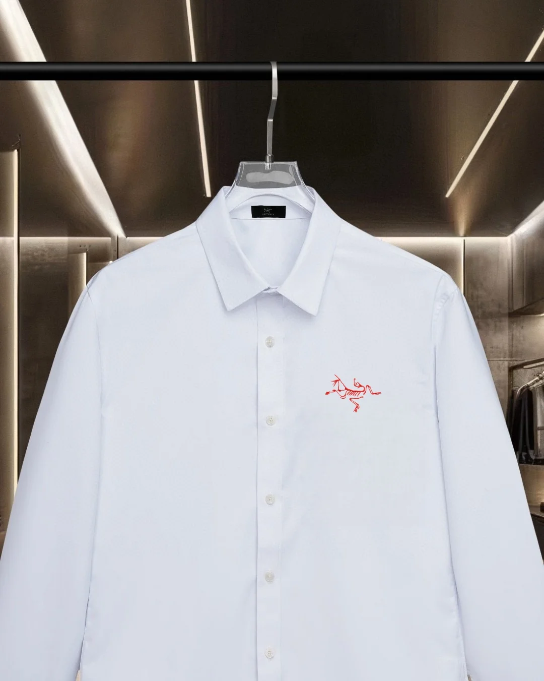 Logo-Embroidered Long-Sleeve Cotton Shirt D17811709 — view 3