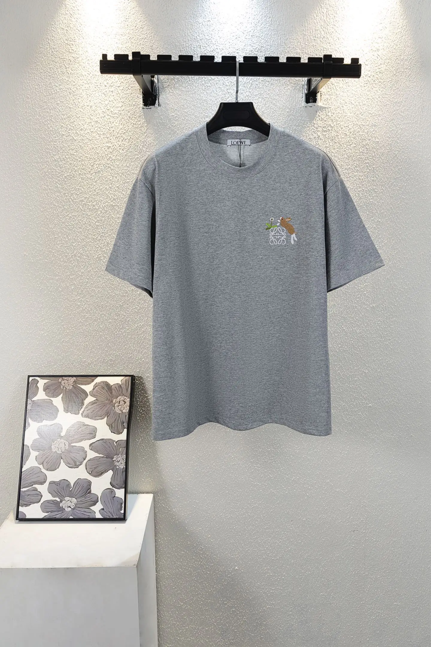 Rabbit Anagram Embroidered Cotton T-Shirt D10512639