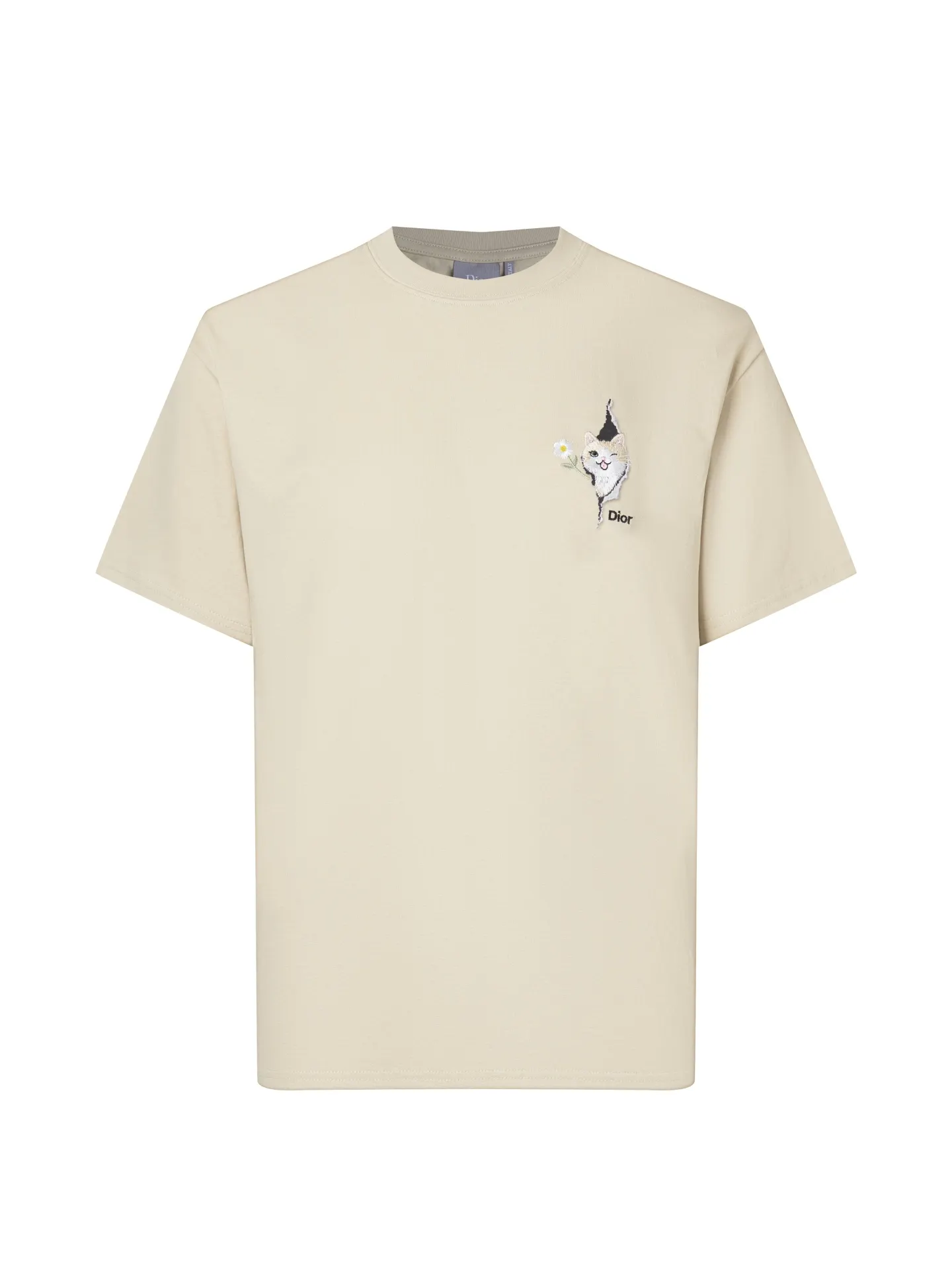Cat Embroidery Cotton Jersey T-Shirt D10516315