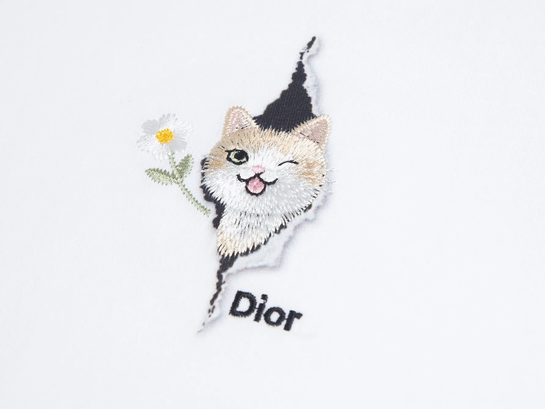 Cat Embroidery Cotton Jersey T-Shirt D10516314 — view 3
