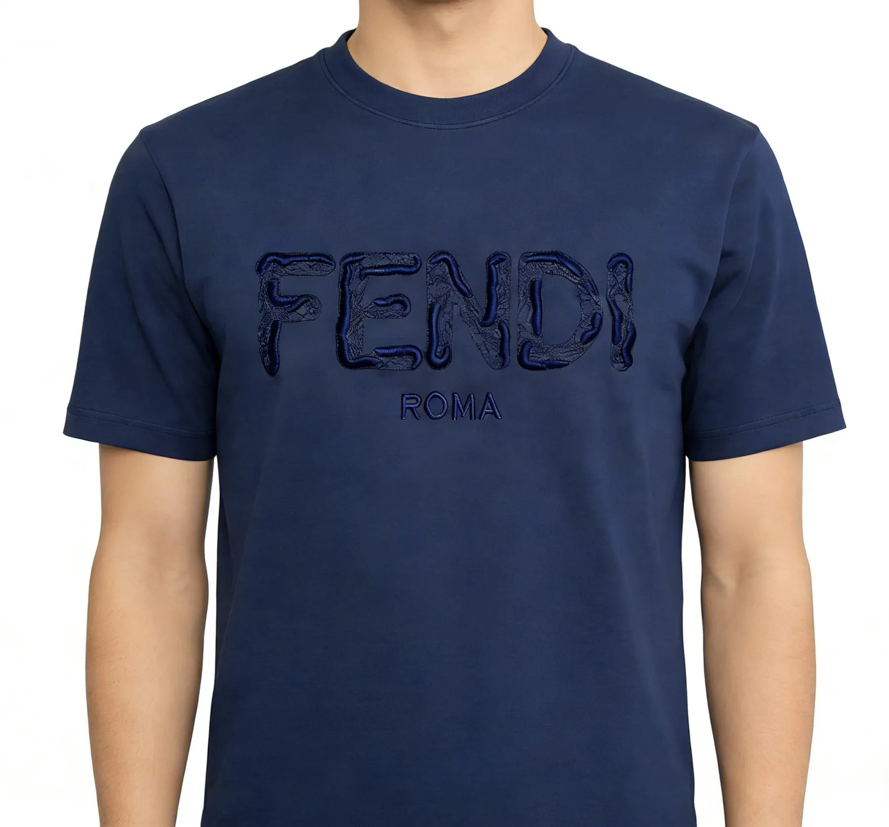 Fendi Roma Embroidered Cotton-Jersey T-Shirt D10516313 — view 2